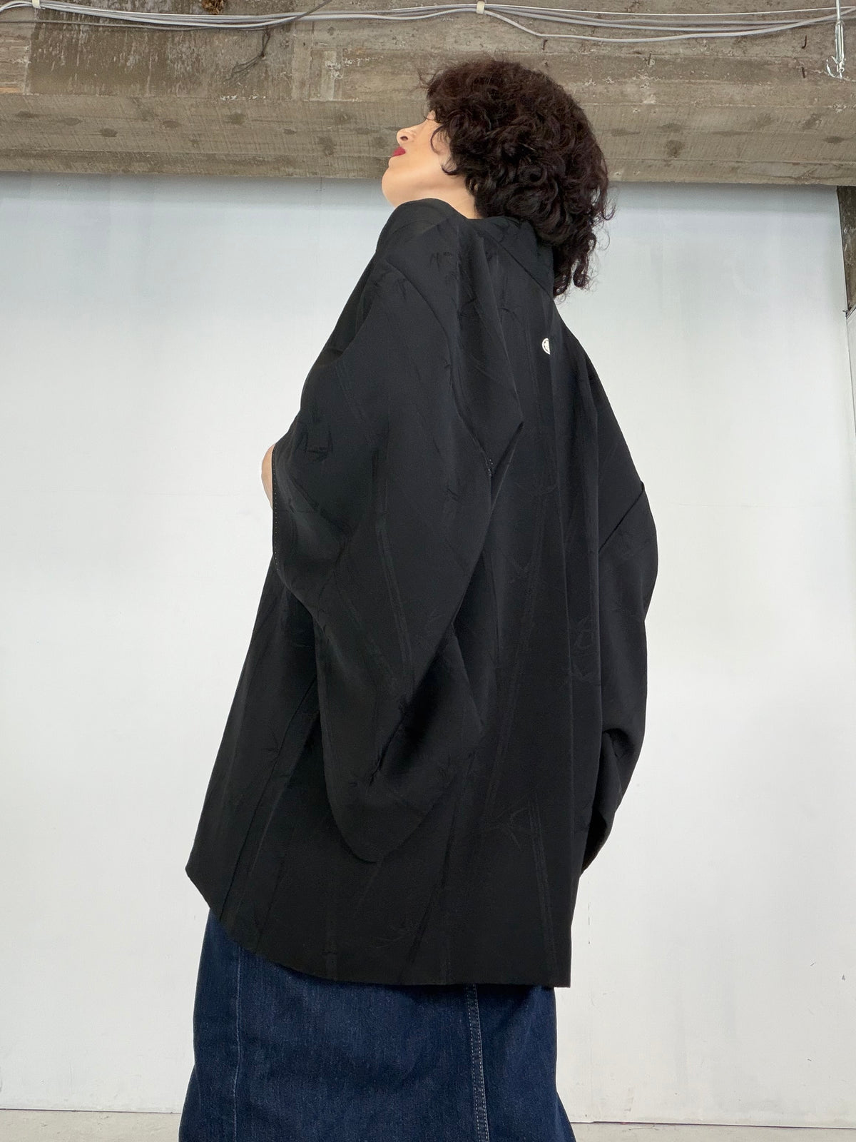 VINTAGE BLACK HAORI  "bamboo - BLK212"