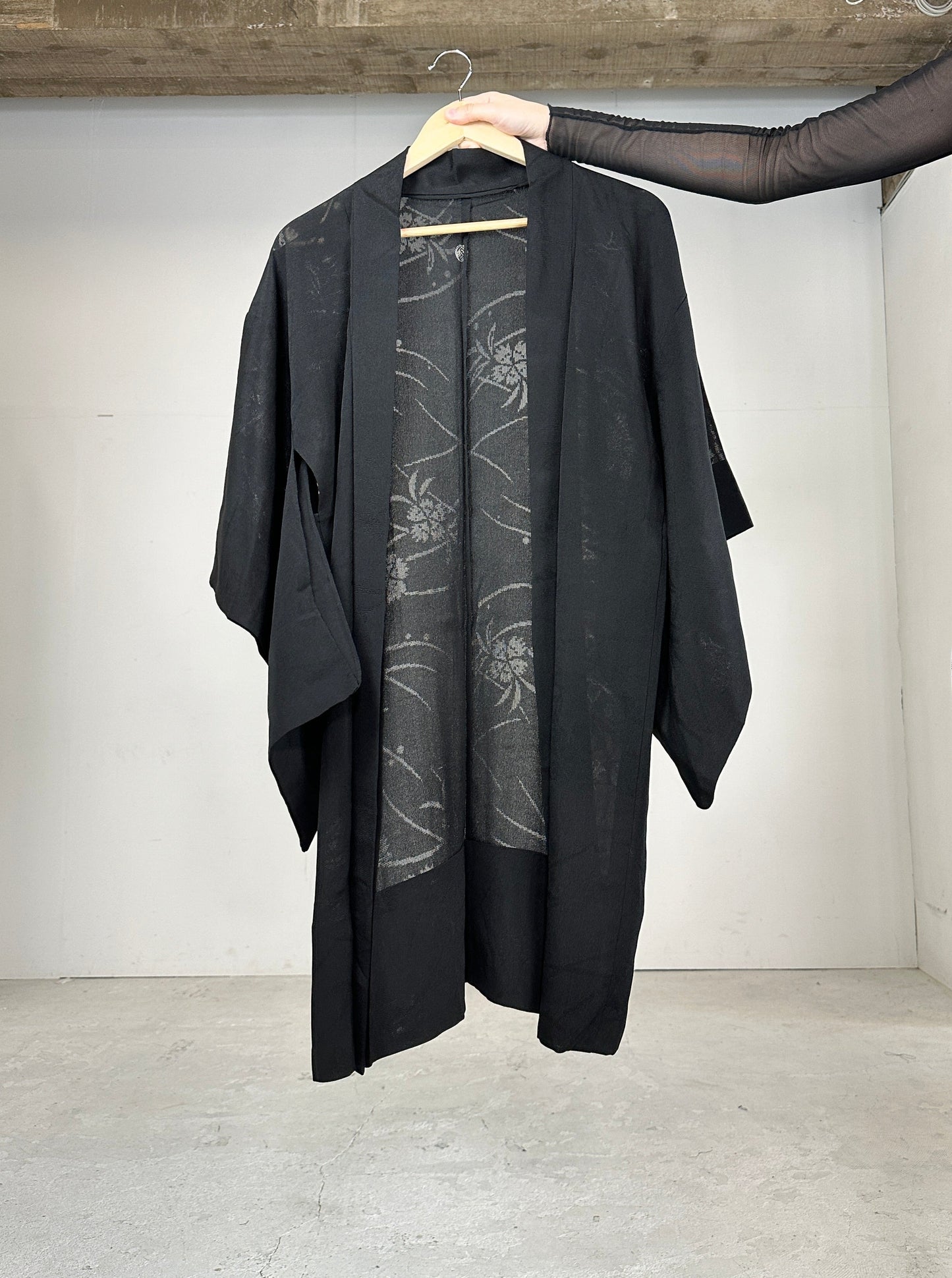 VINTAGE BLACK HAORI SHEER “ryusui_nadeshiko”