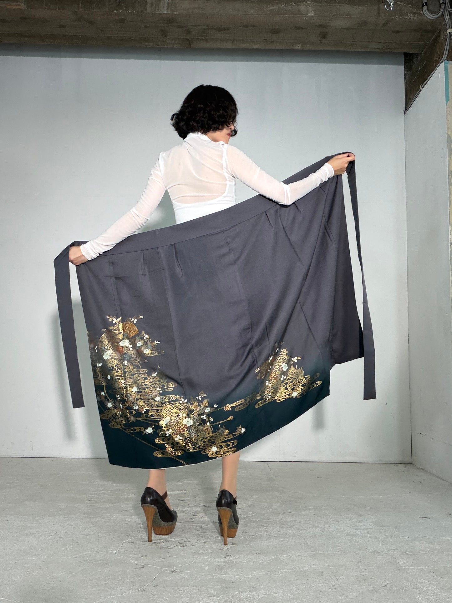 IROTOME SKIRT UPCYCLED FROM JAPANESE KIMONO "IRO137"