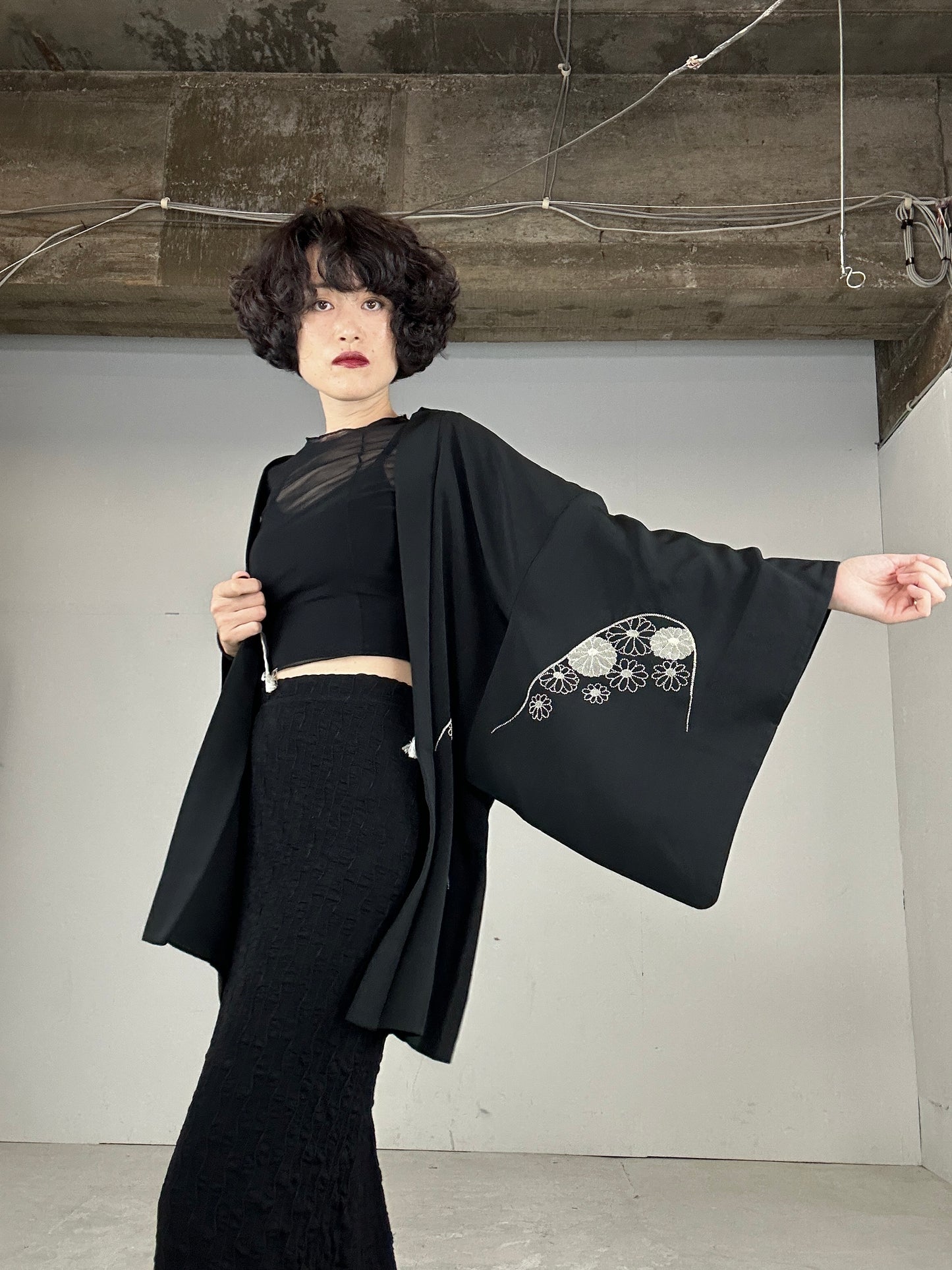 VINTAGE BLACK HAORI "machi dashi"