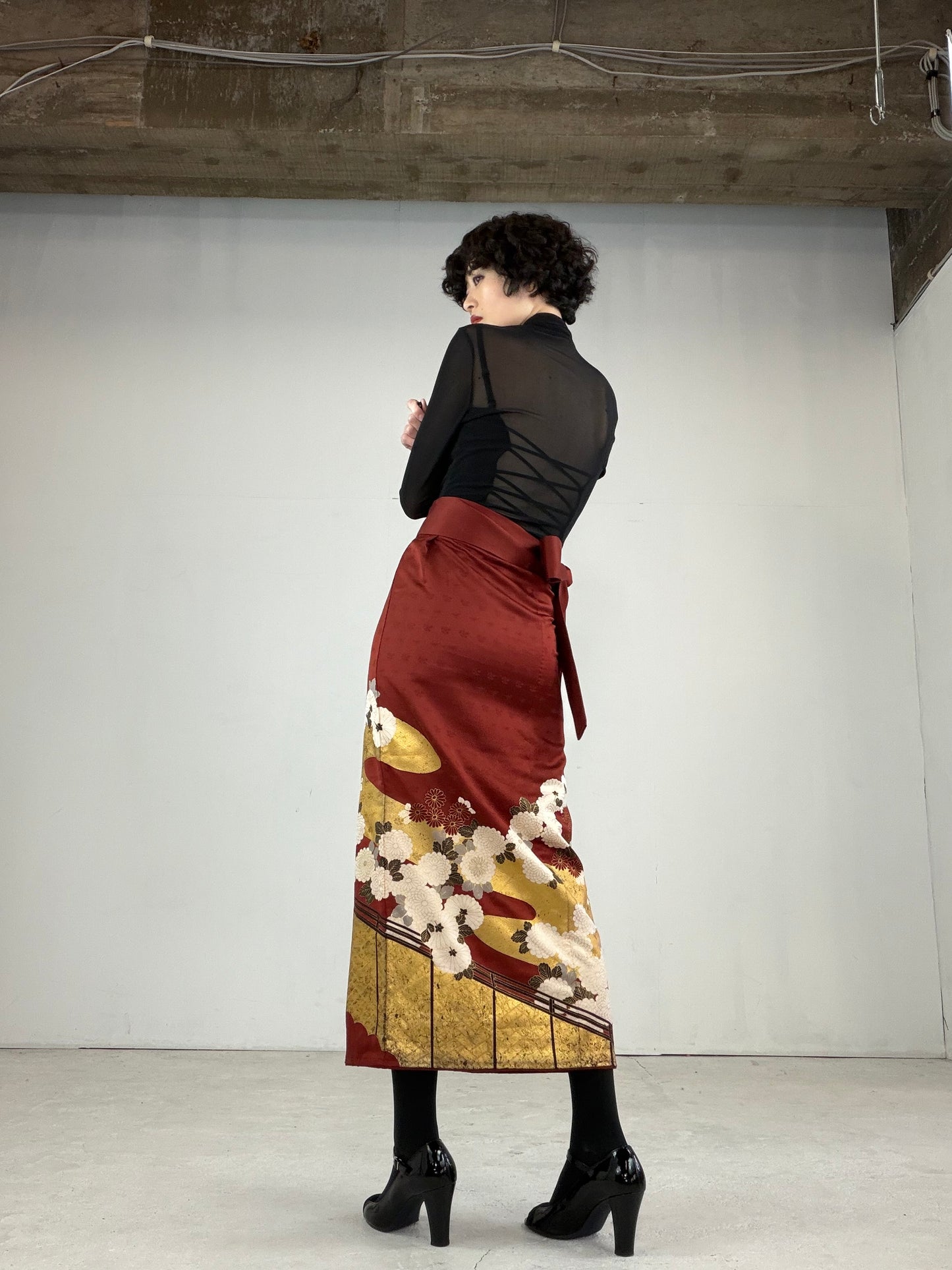 IROTOME SKIRT UPCYCLED FROM JAPANESE KIMONO "IRO118"