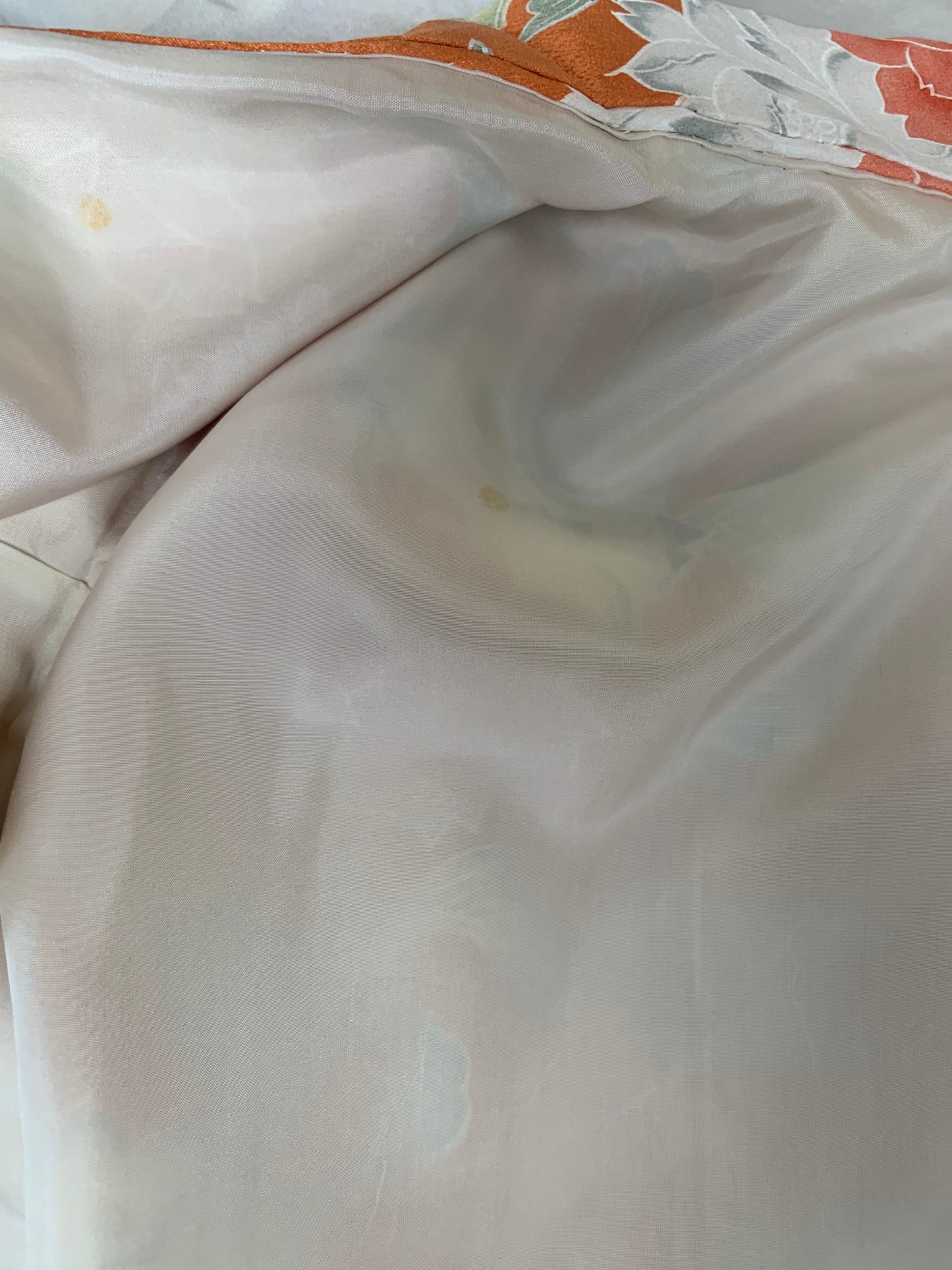 Kimono dress gown and string belt upcycled from Japanese kimono "komon youbana" *damage