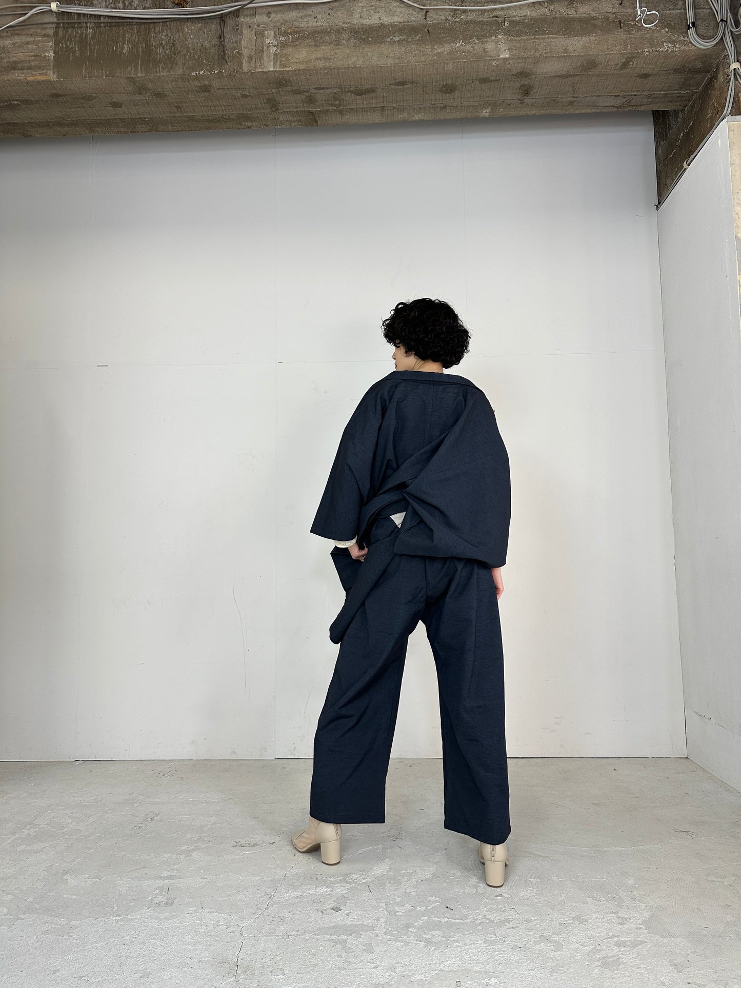 TAKA Tsumugi HAORI and KIMONO elastic waist pants upcycled from Japanese kimono