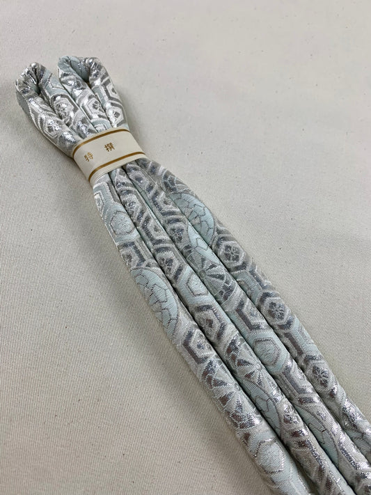 KIMONO OBI Belt Tie Vintage Silk Kimono Cord OBIJIME”maru, silver,lightblue”