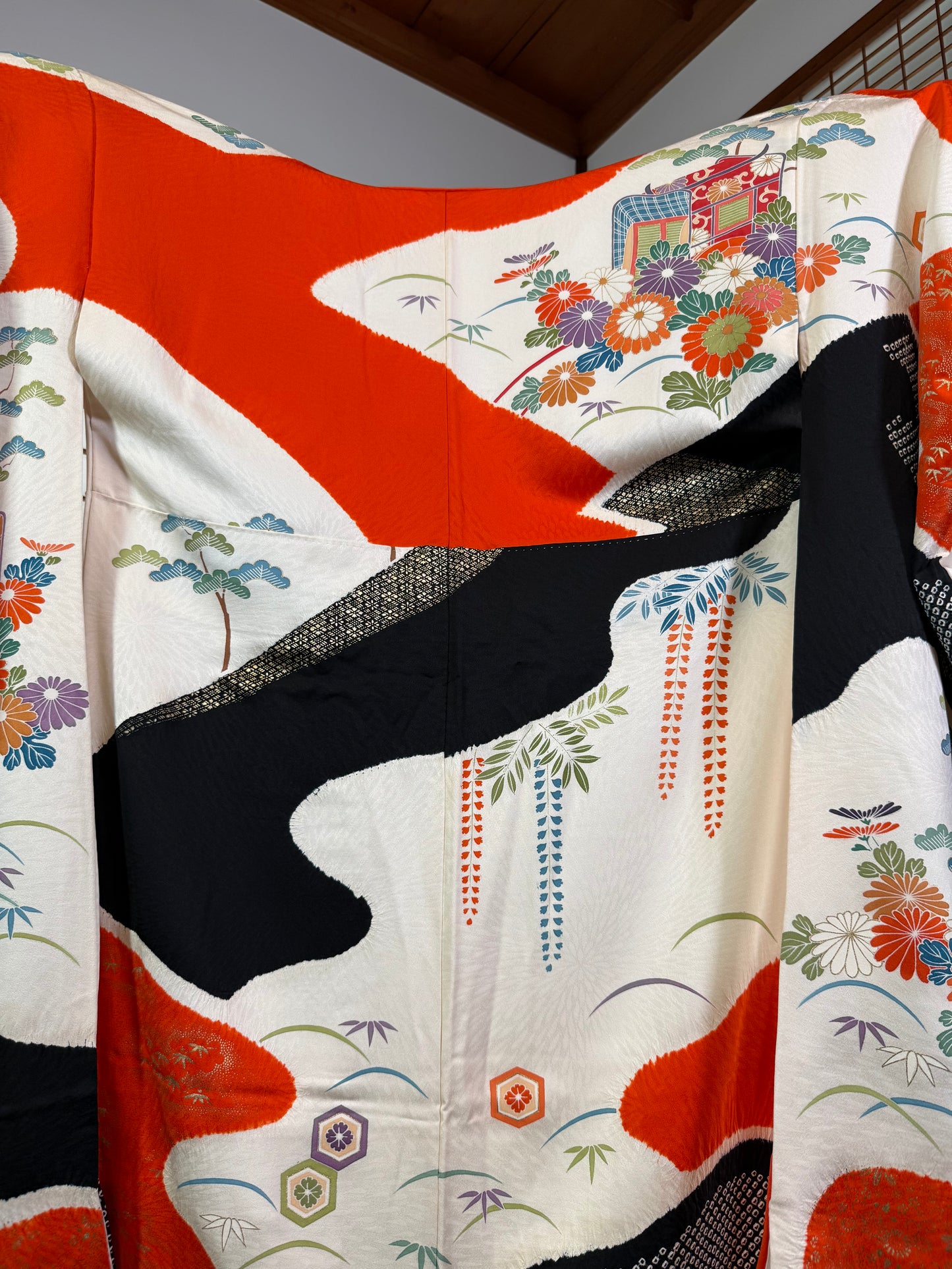 Redefining the Vintage Furisode Collection "red, black, shibori" *damage