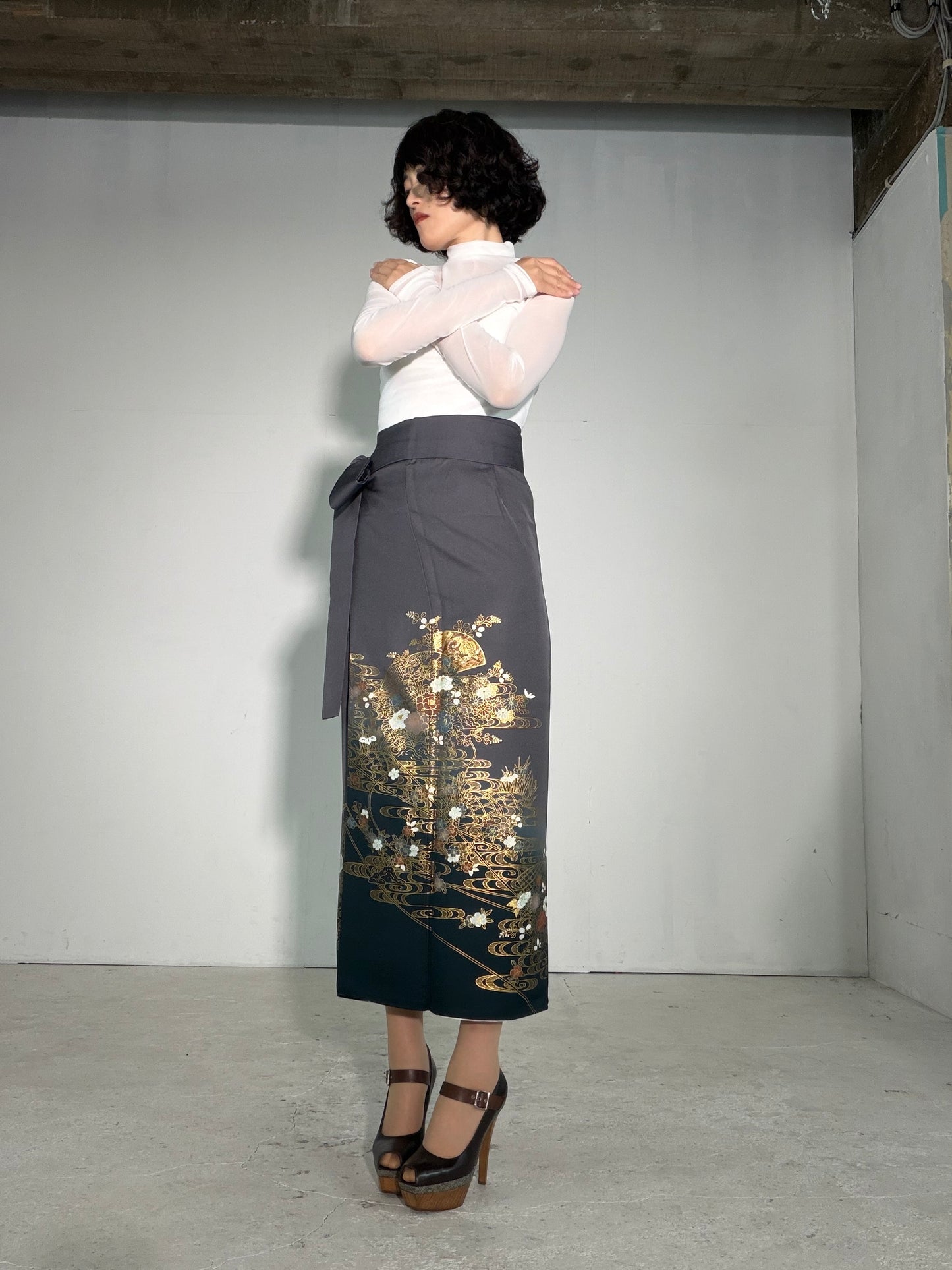 IROTOME SKIRT UPCYCLED FROM JAPANESE KIMONO "IRO137"