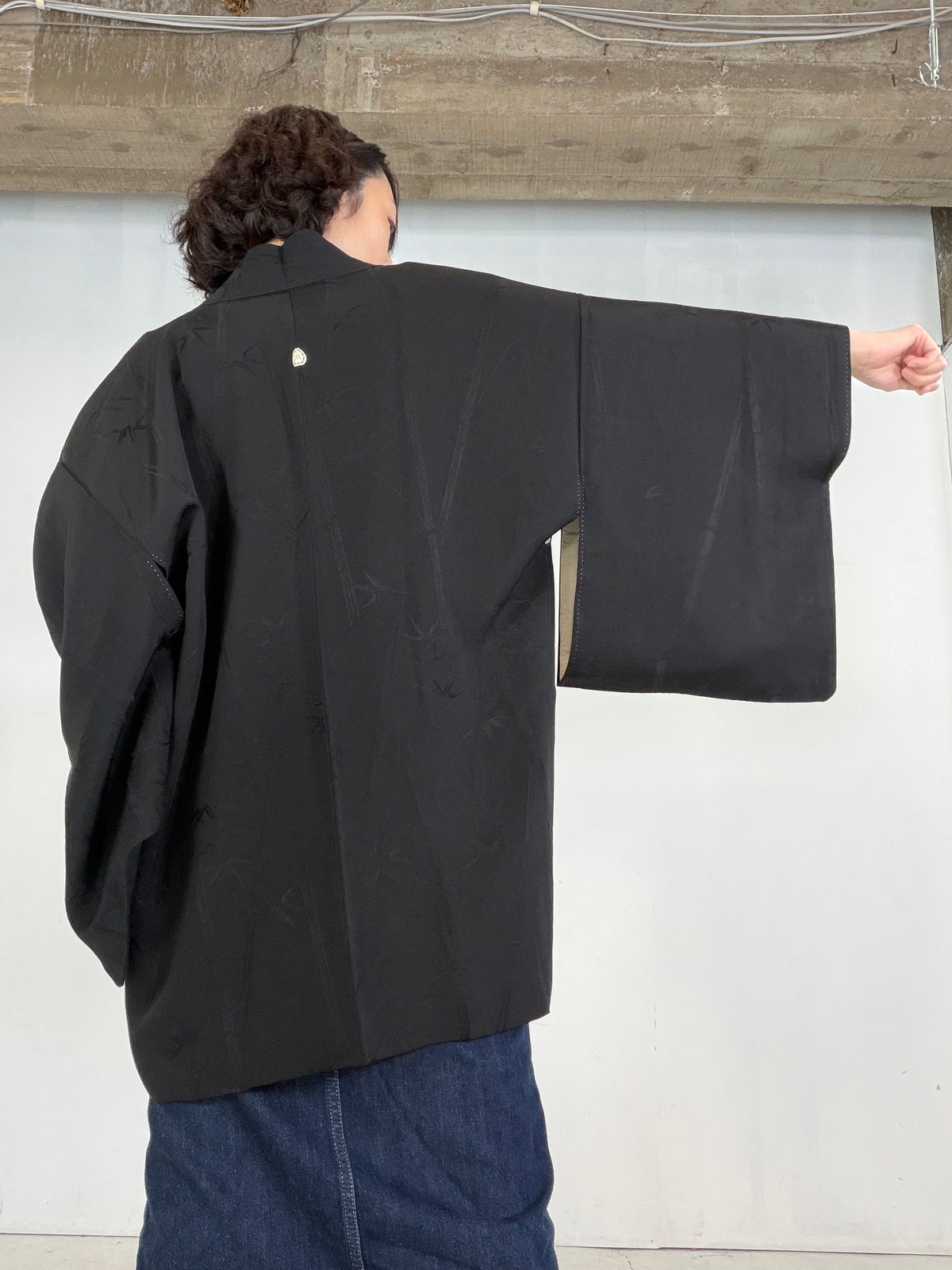 VINTAGE BLACK HAORI  "bamboo - BLK212"