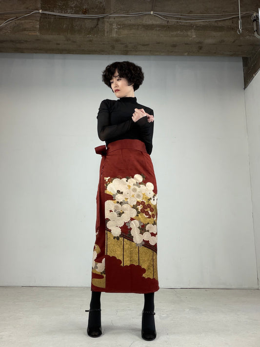 IROTOME SKIRT UPCYCLED FROM JAPANESE KIMONO "IRO118"