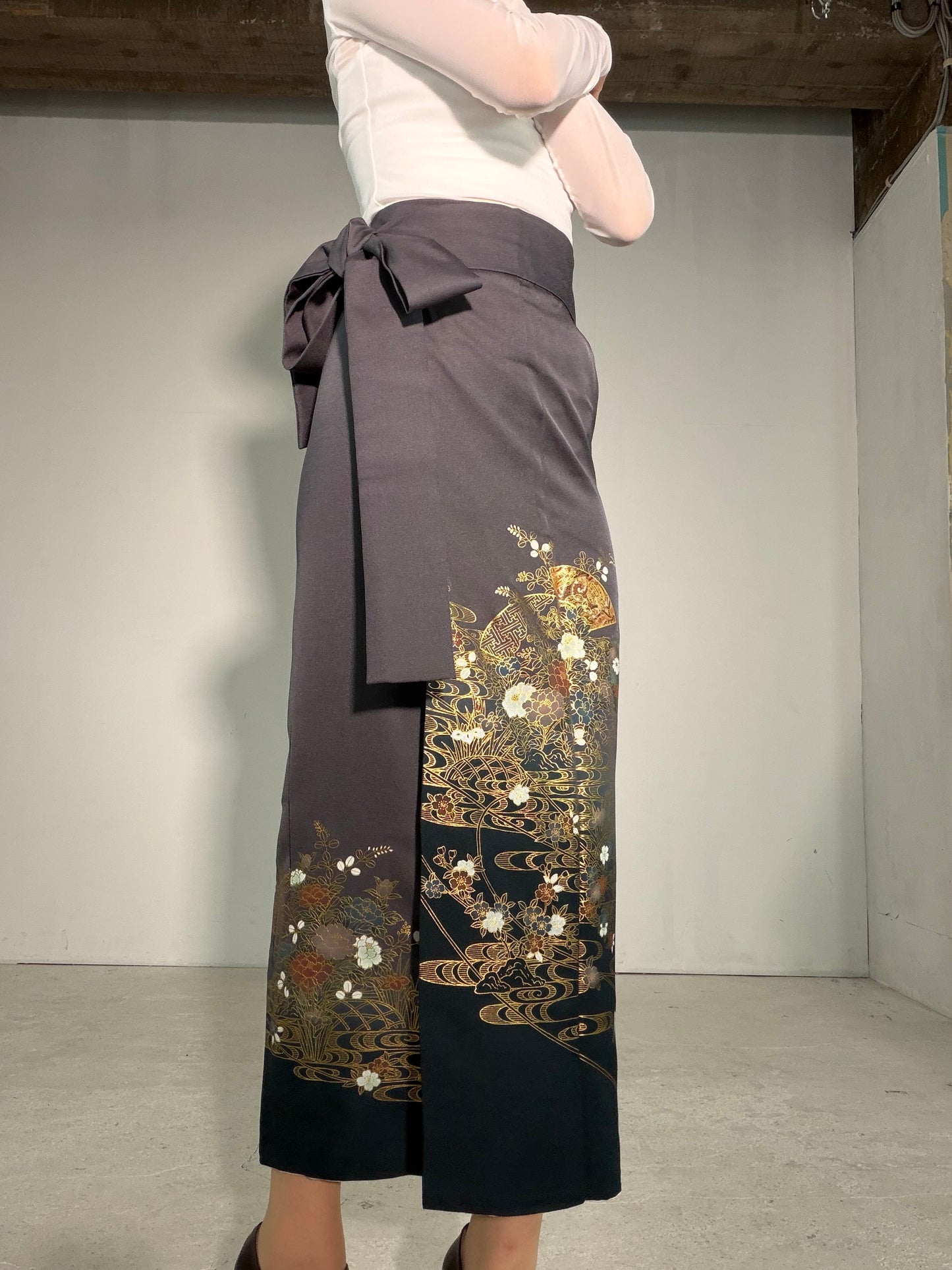 IROTOME SKIRT UPCYCLED FROM JAPANESE KIMONO "IRO137"