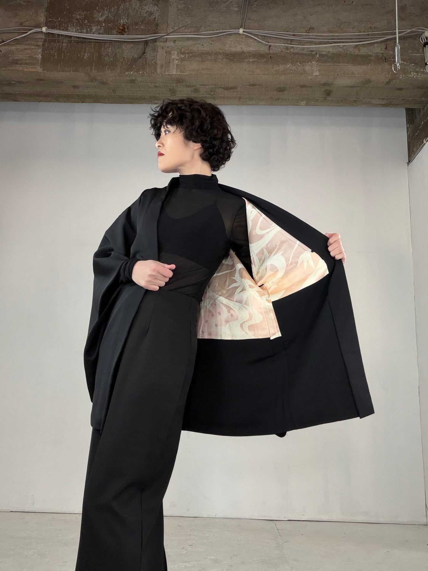 VINTAGE BLACK HAORI  "BLK153"