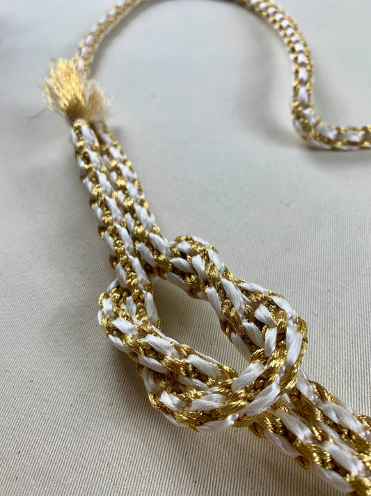 KIMONO OBI Belt Tie Vintage Silk Kimono Cord OBIJIME ”gold,white”