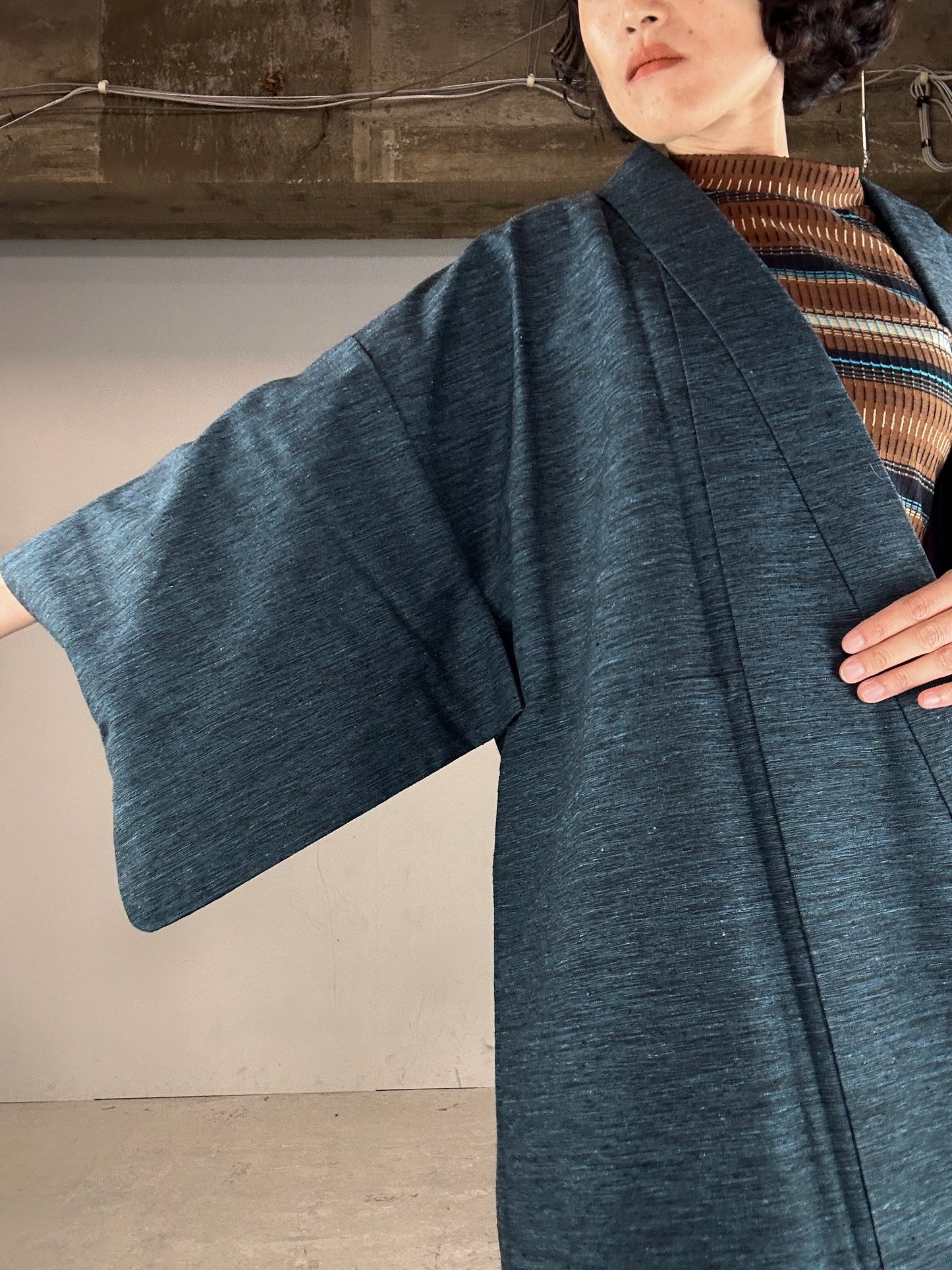 VINTAGE TSUMUGI KIMONO "blue"