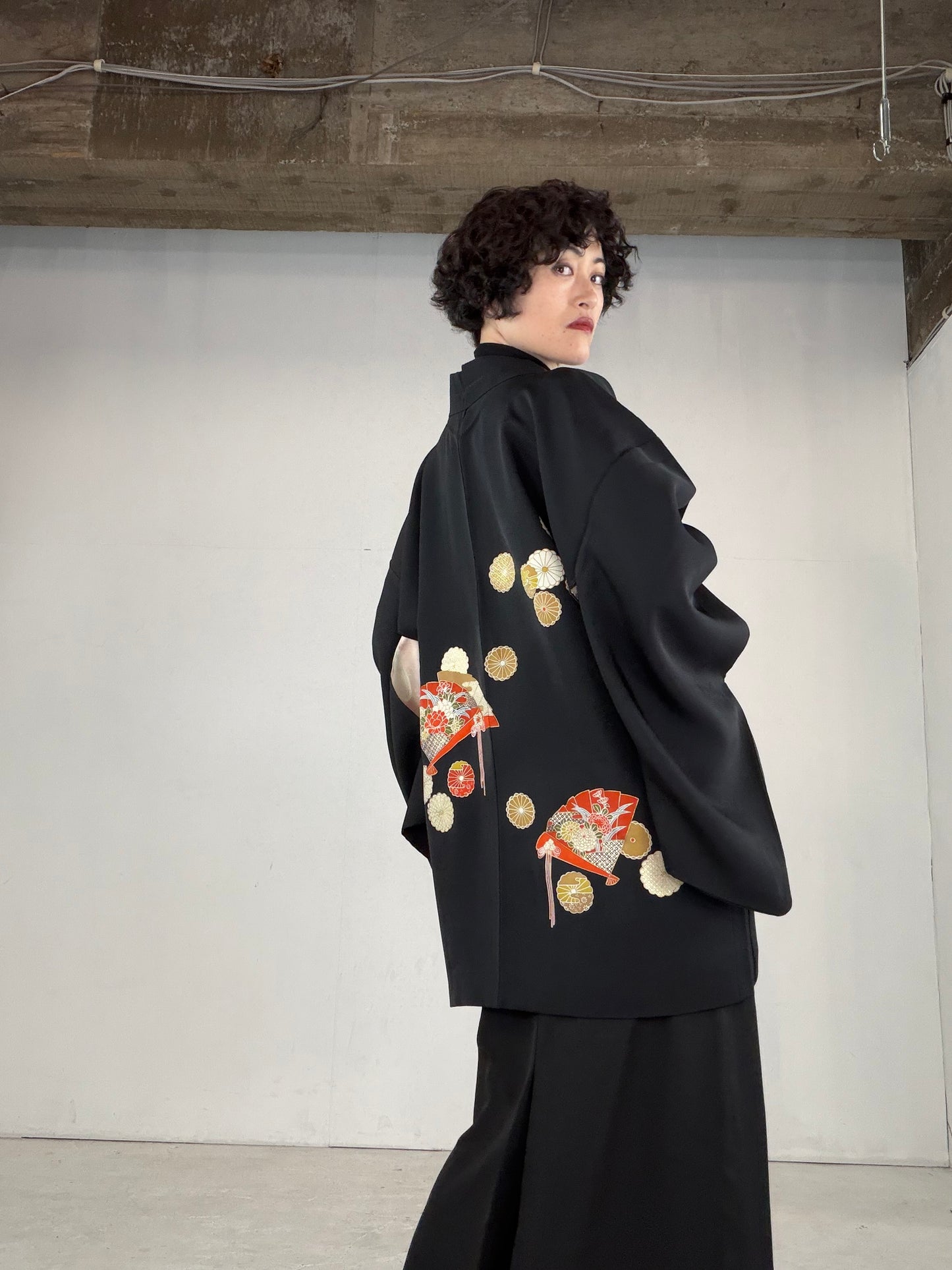 VINTAGE BLACK HAORI  "BLK153"