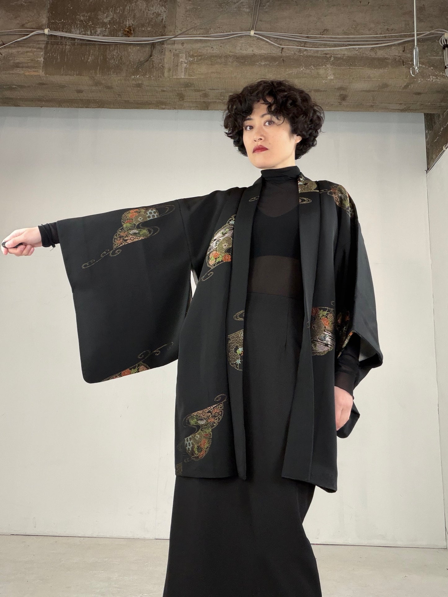 VINTAGE BLACK HAORI  "BLK151"