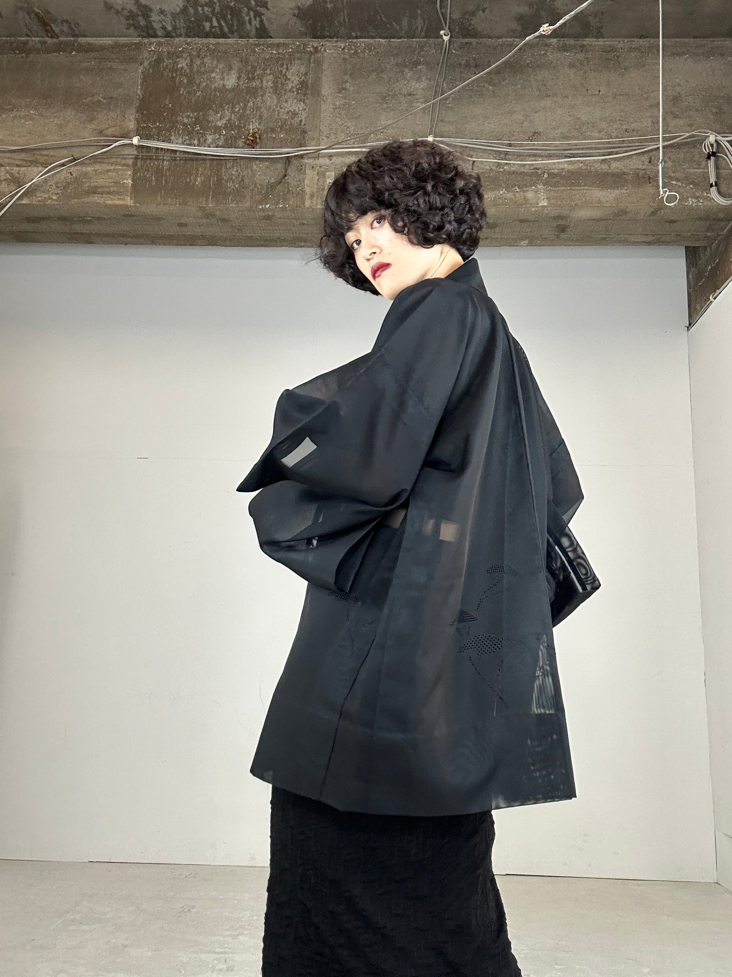 VINTAGE BLACK  HAORI SHEER “ao edamatsu"