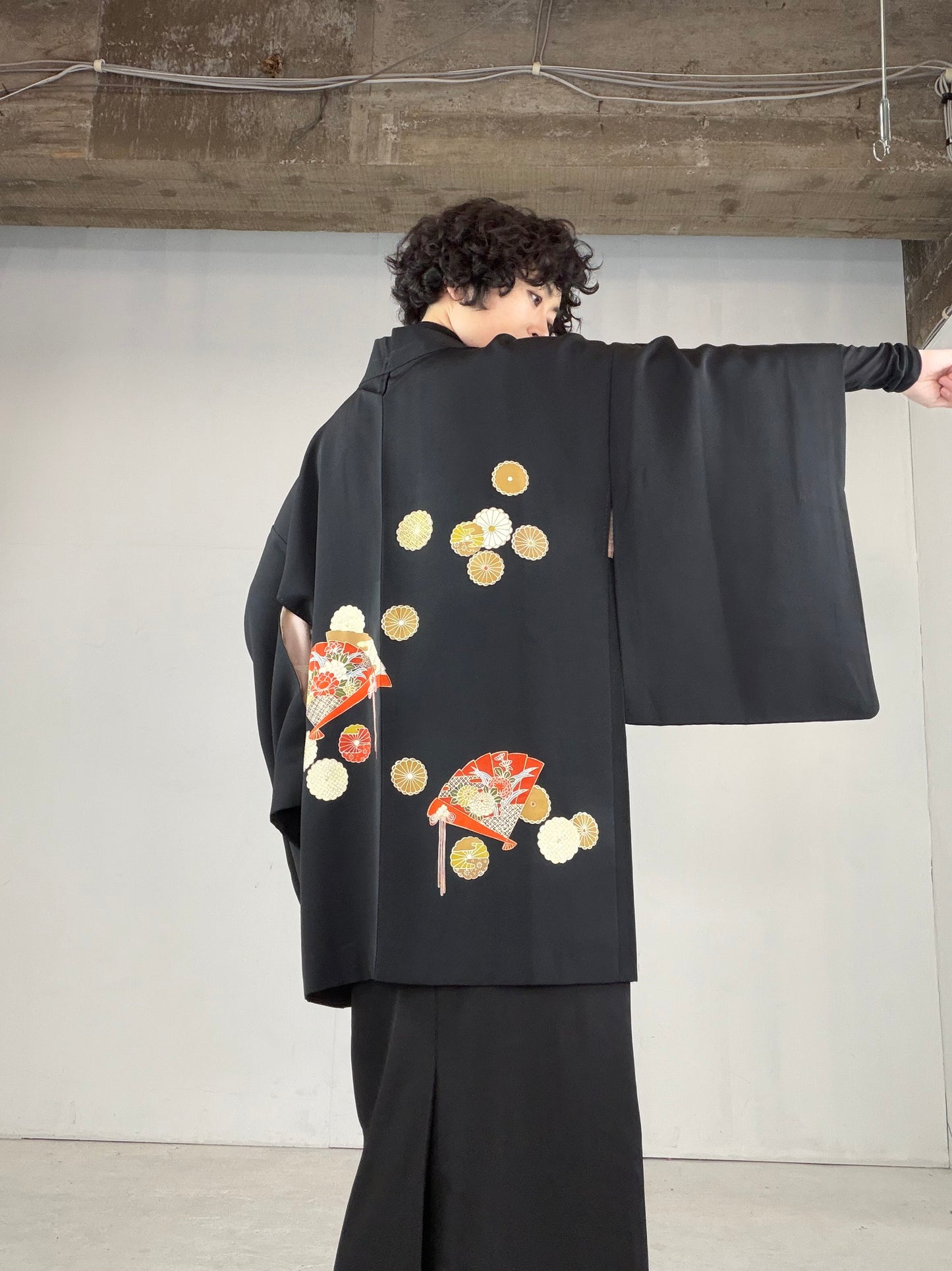 VINTAGE BLACK HAORI  "BLK153"