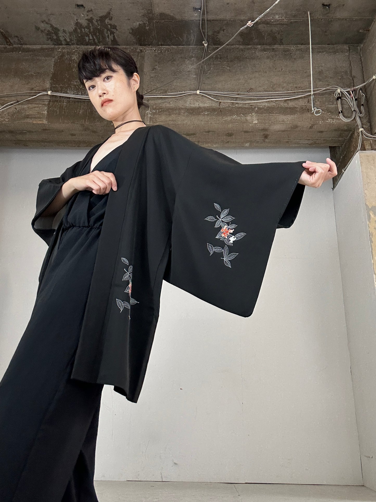 VINTAGE BLACK HAORI "shiro senga"