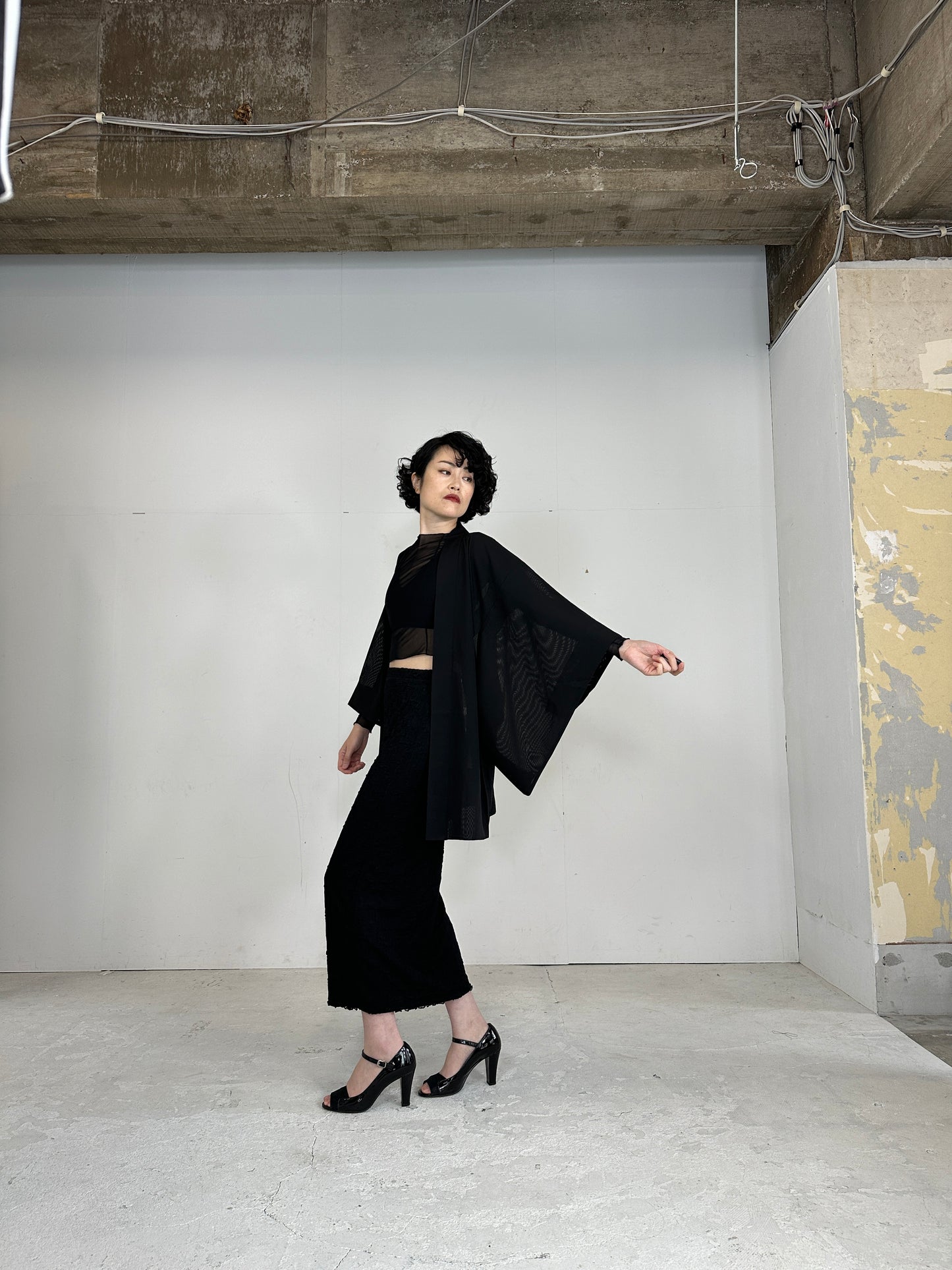 BLACK HAORI SHEER “ro_sukashi"