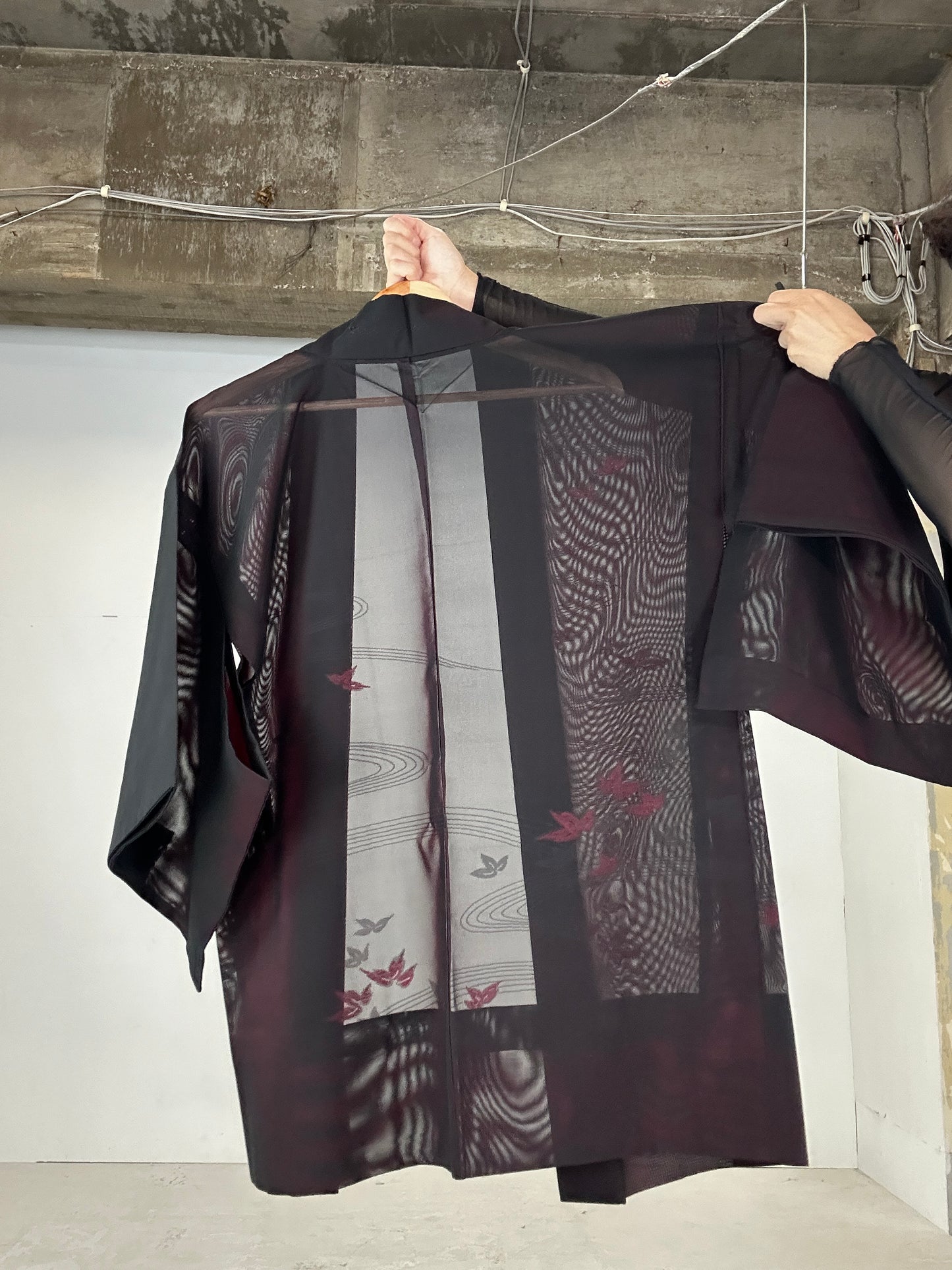 VINTAGE BLACK HAORI SHEER “aka 003 sasa ryusui"