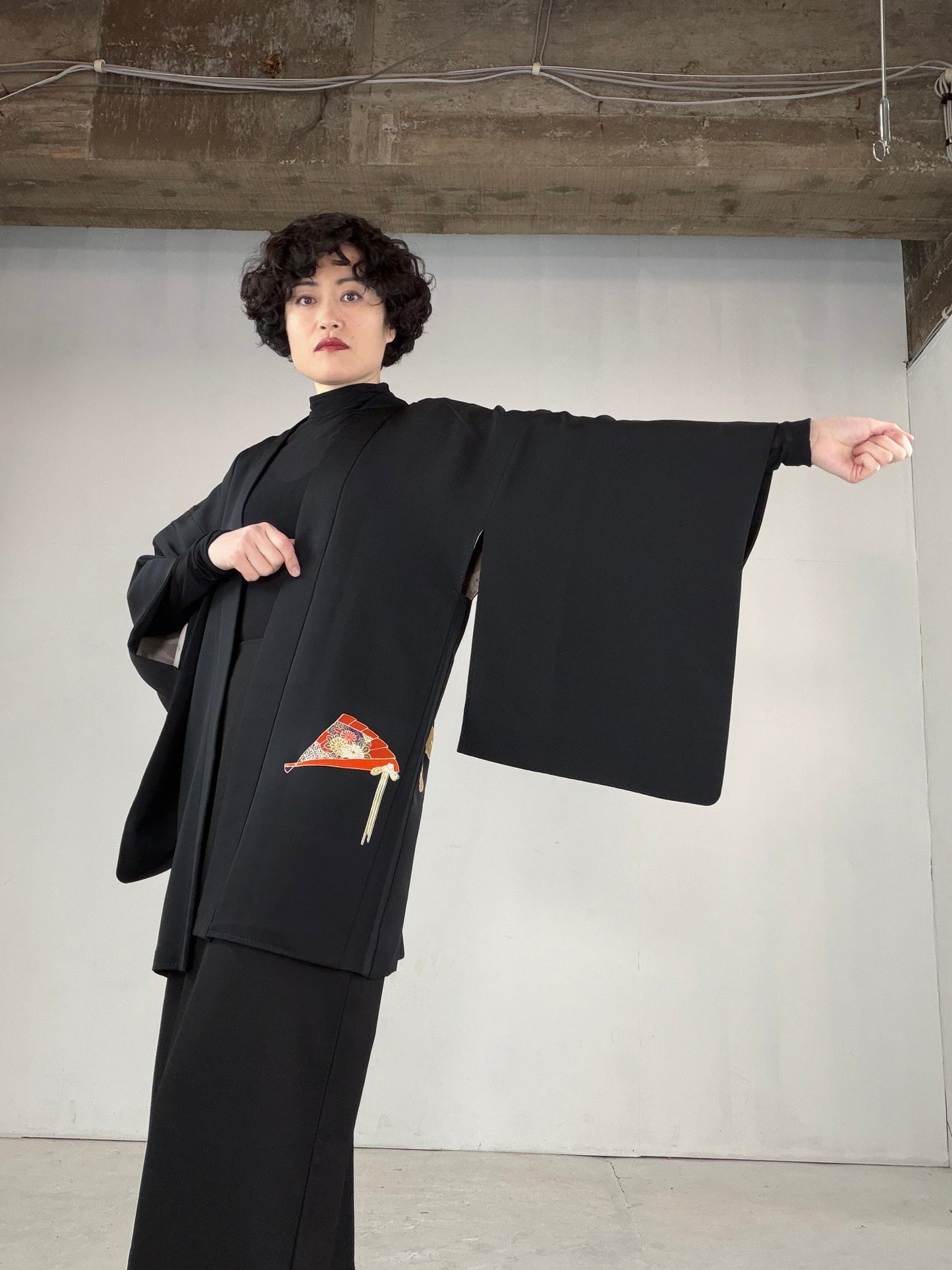 VINTAGE BLACK HAORI  "BLK153"