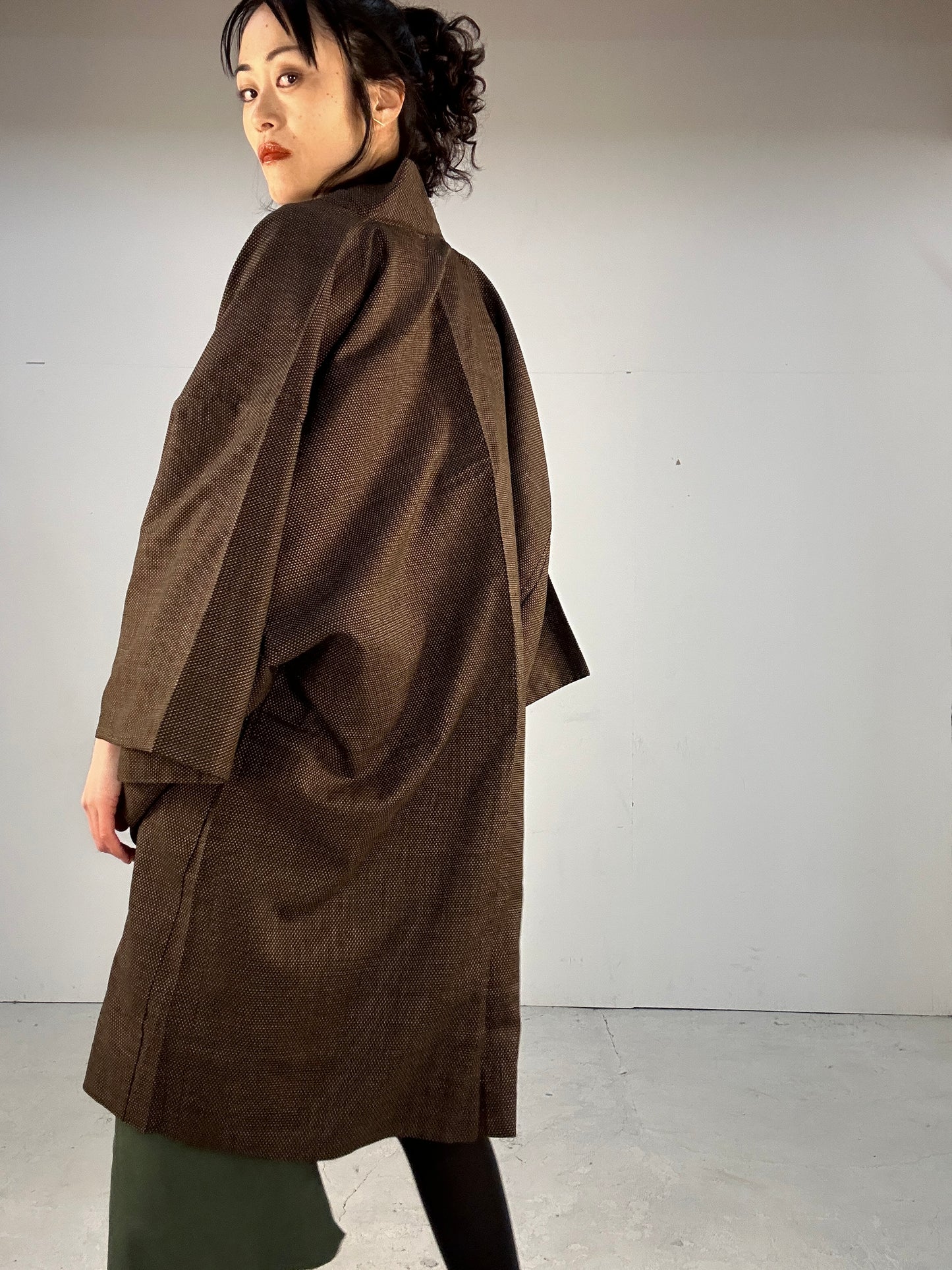 KAWAII HAORI oversized  "Oshima tsumugi yokogasuri"