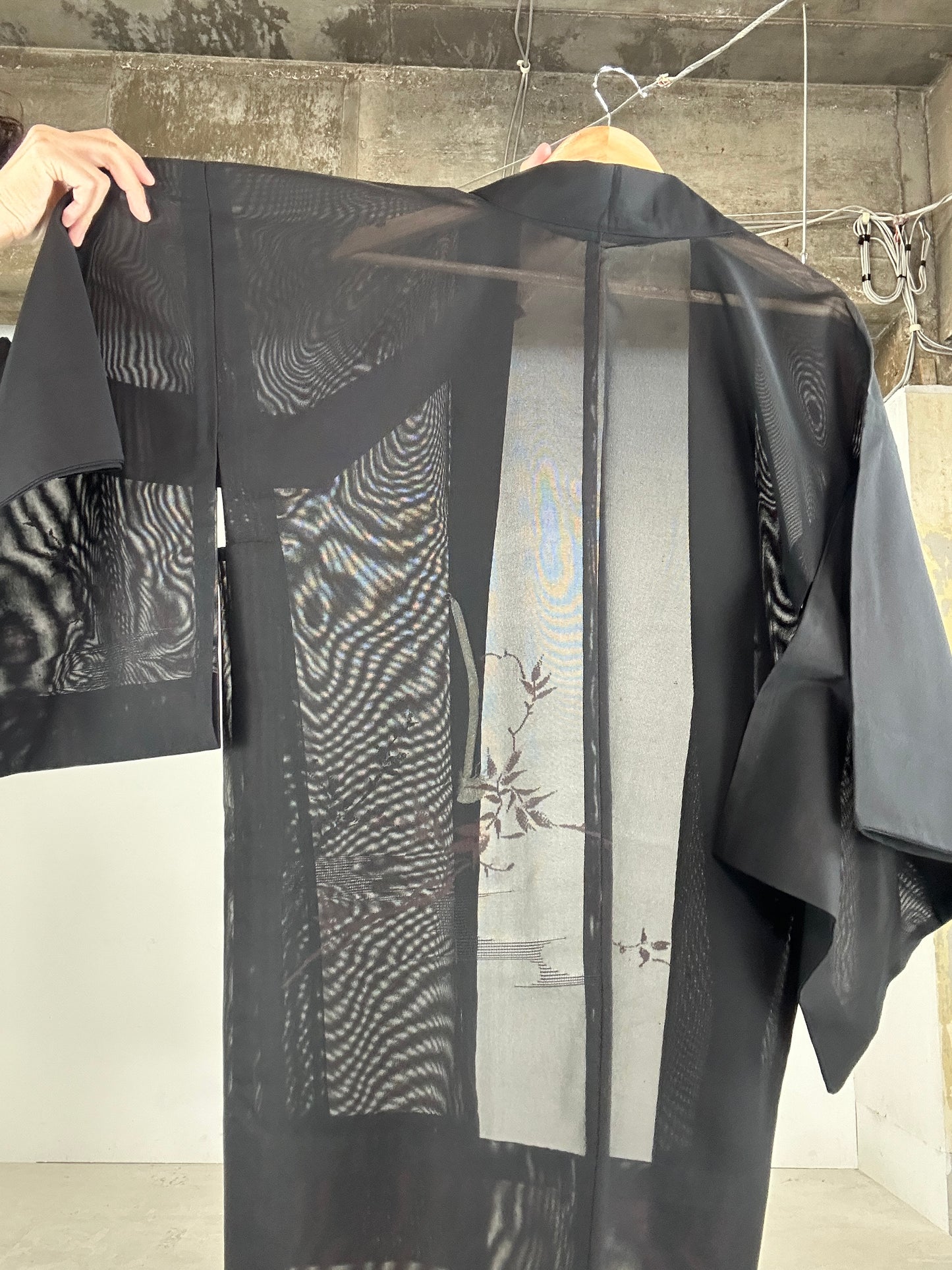 VINTAGE BLACK HAORI SHEER “aka 005 jyumoku"