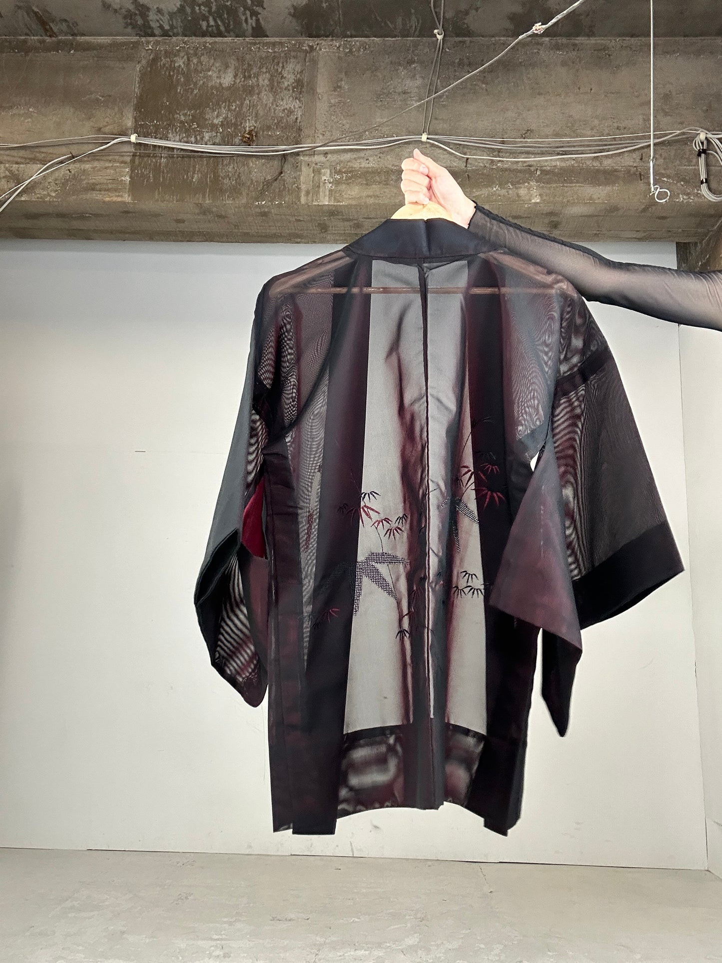 VINTAGE BLACK HAORI SHEER “aka sasa"