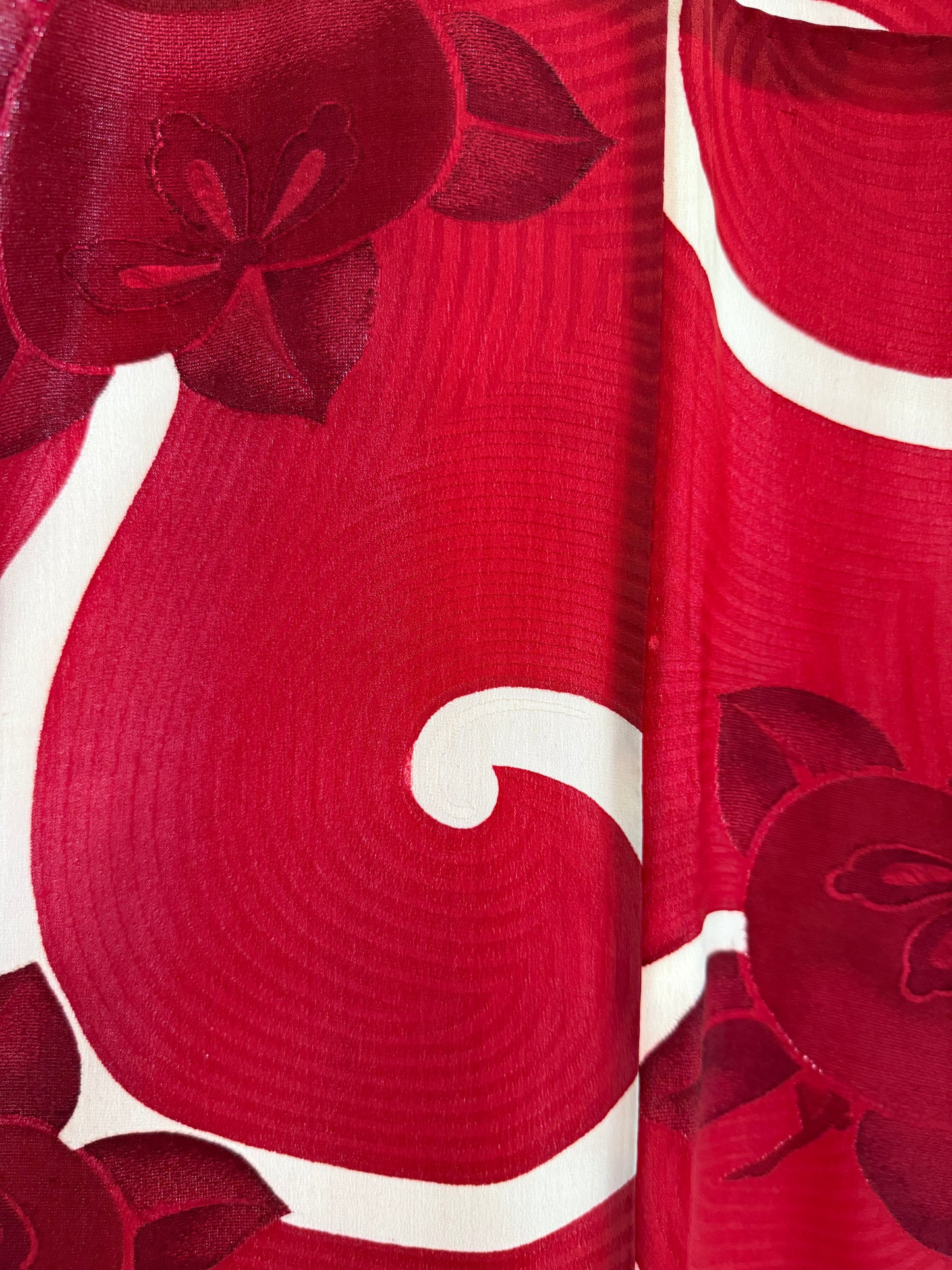 Kimono dress gown and string belt upcycled from Japanese kimono "karakusa, antique" Big Ribbon *damage