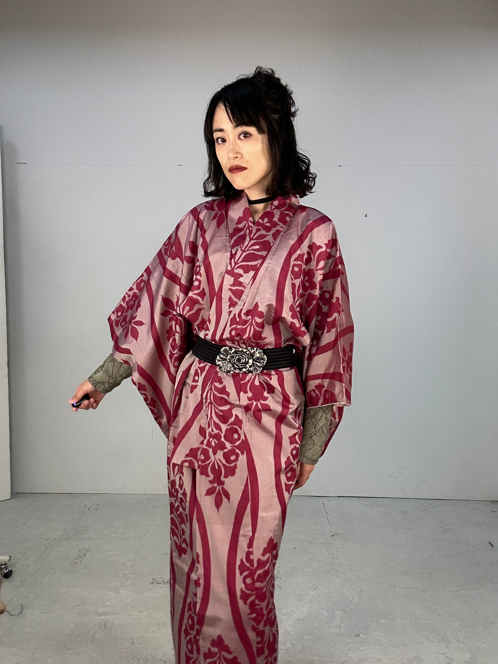 Oshima Tsumugi HAORI and KIMONO elastic waist pants(large size) upcycl –  MACHIKO KIMONO Japanese Kimonos, Vintage & Upcycled