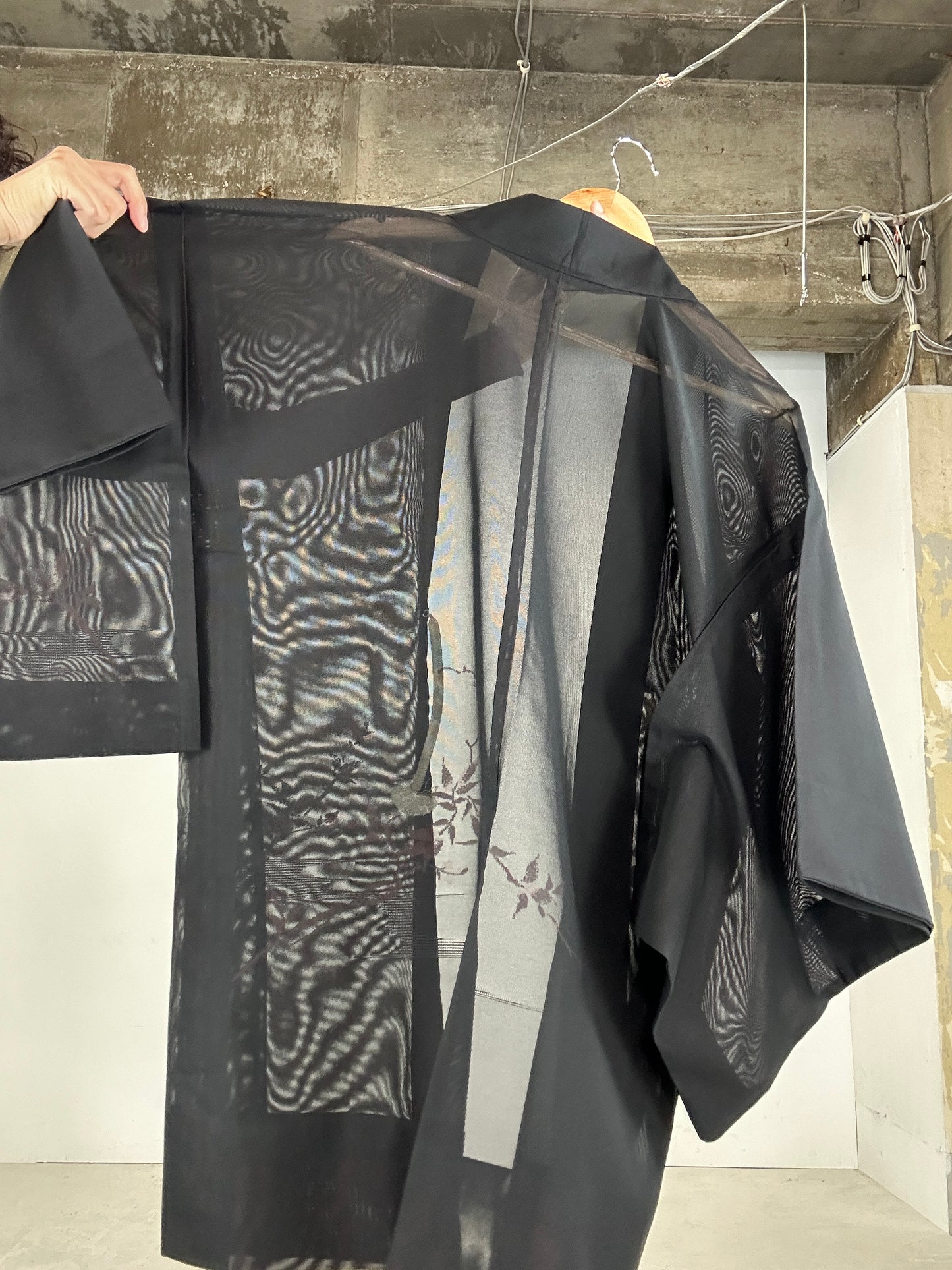 VINTAGE BLACK HAORI SHEER “aka 005 jyumoku"