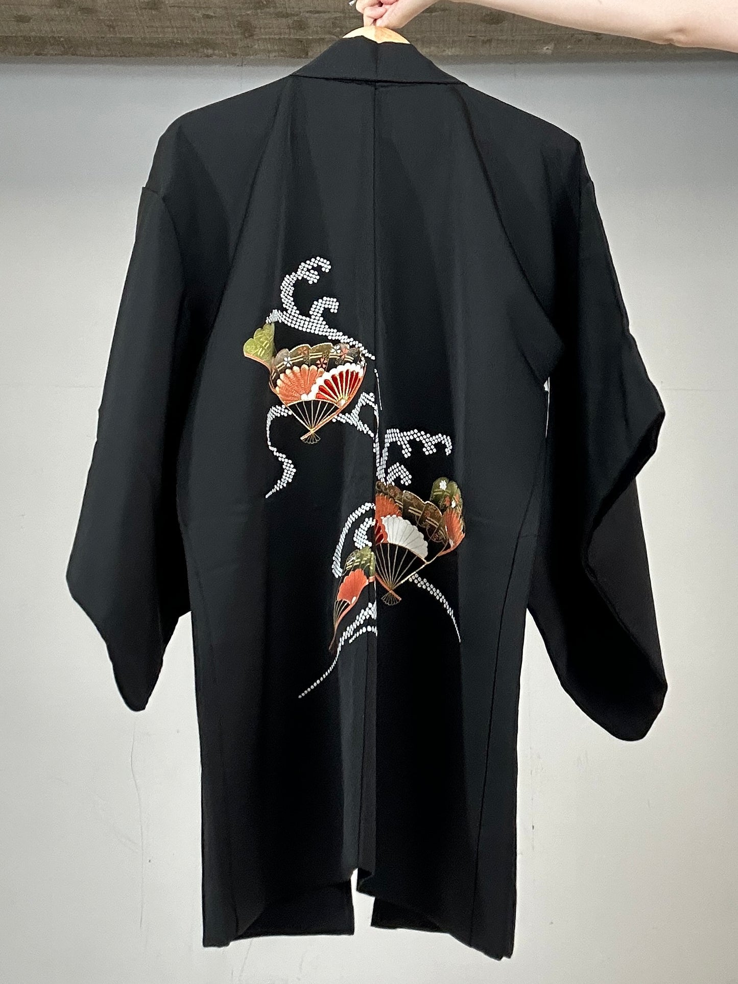 VINTAGE BLACK HAORI "ougi"