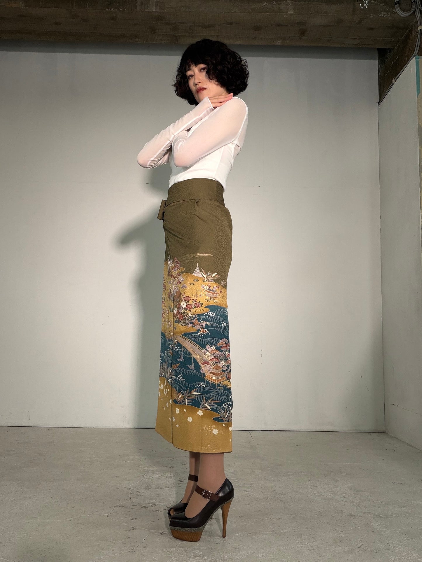 IROTOME SKIRT UPCYCLED FROM JAPANESE KIMONO "IRO138"