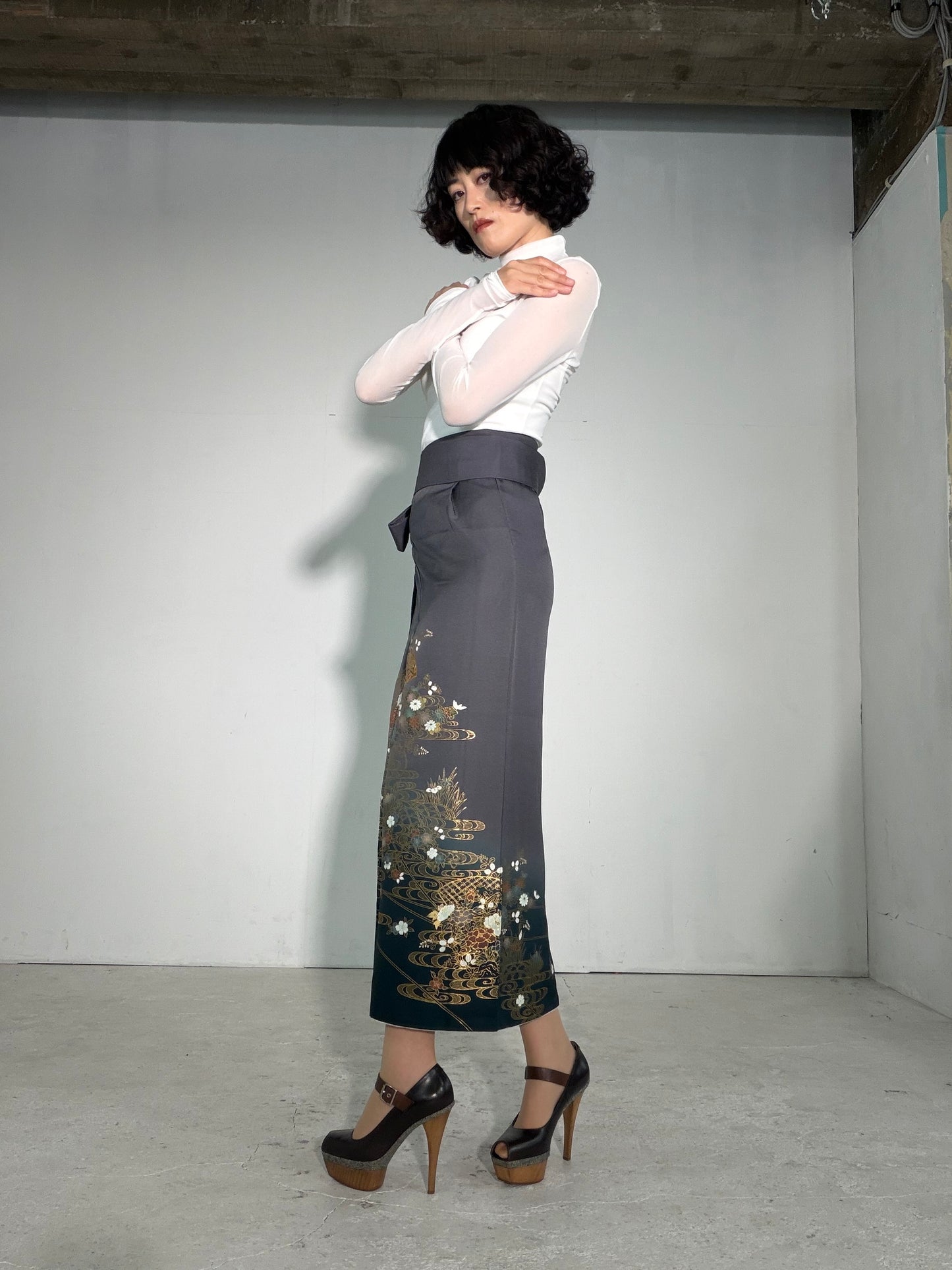 IROTOME SKIRT UPCYCLED FROM JAPANESE KIMONO "IRO137"