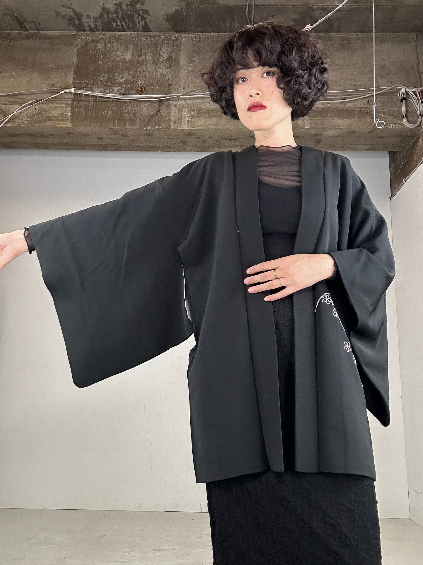 VINTAGE BLACK HAORI "machi dashi"