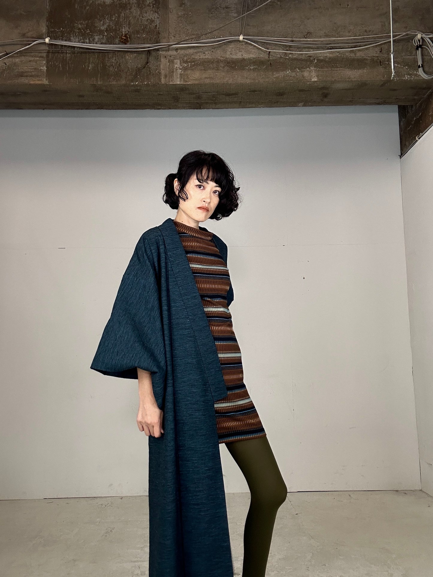 VINTAGE TSUMUGI KIMONO "blue"