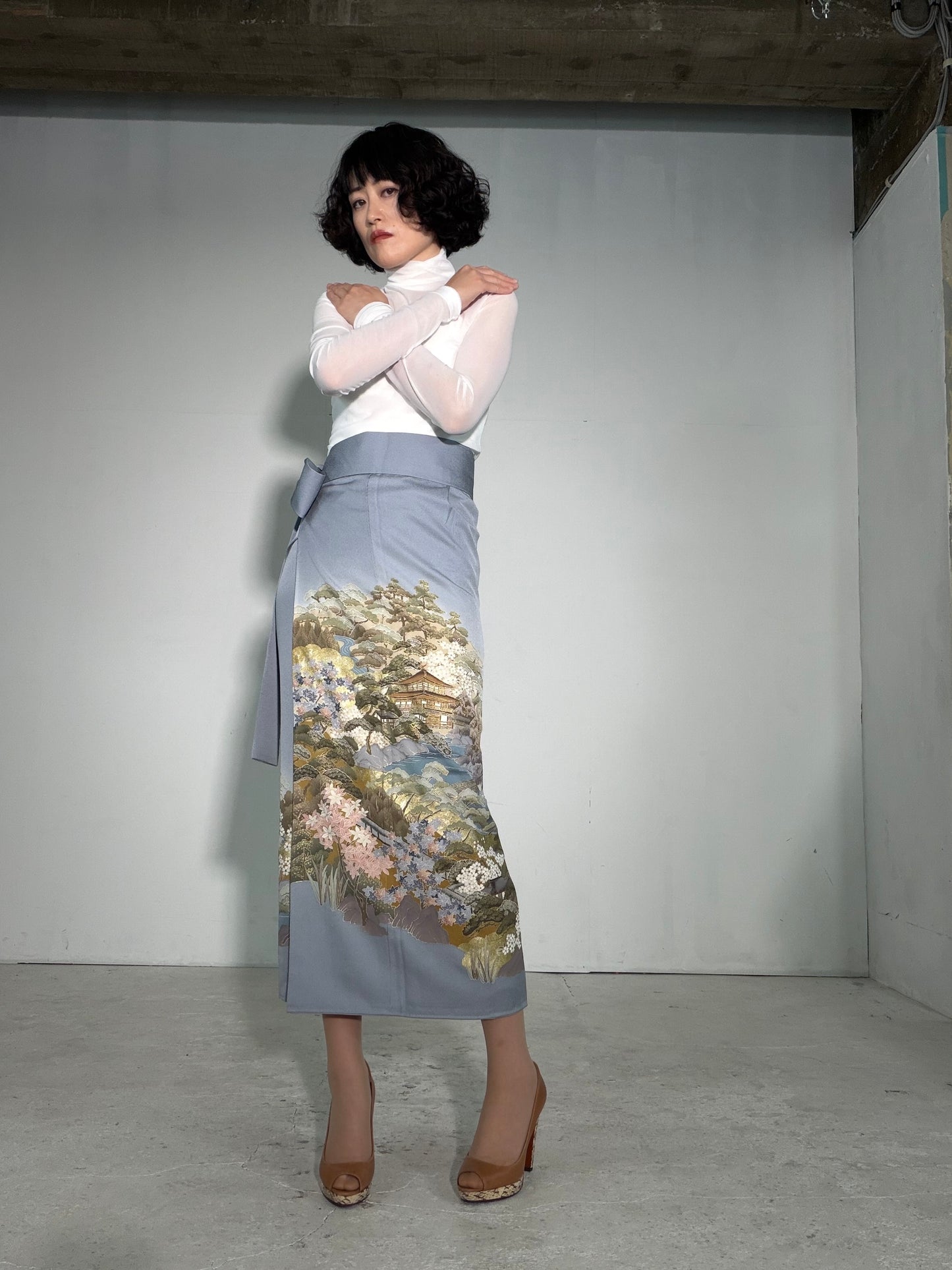 IROTOME SKIRT UPCYCLED FROM JAPANESE KIMONO "IRO139"