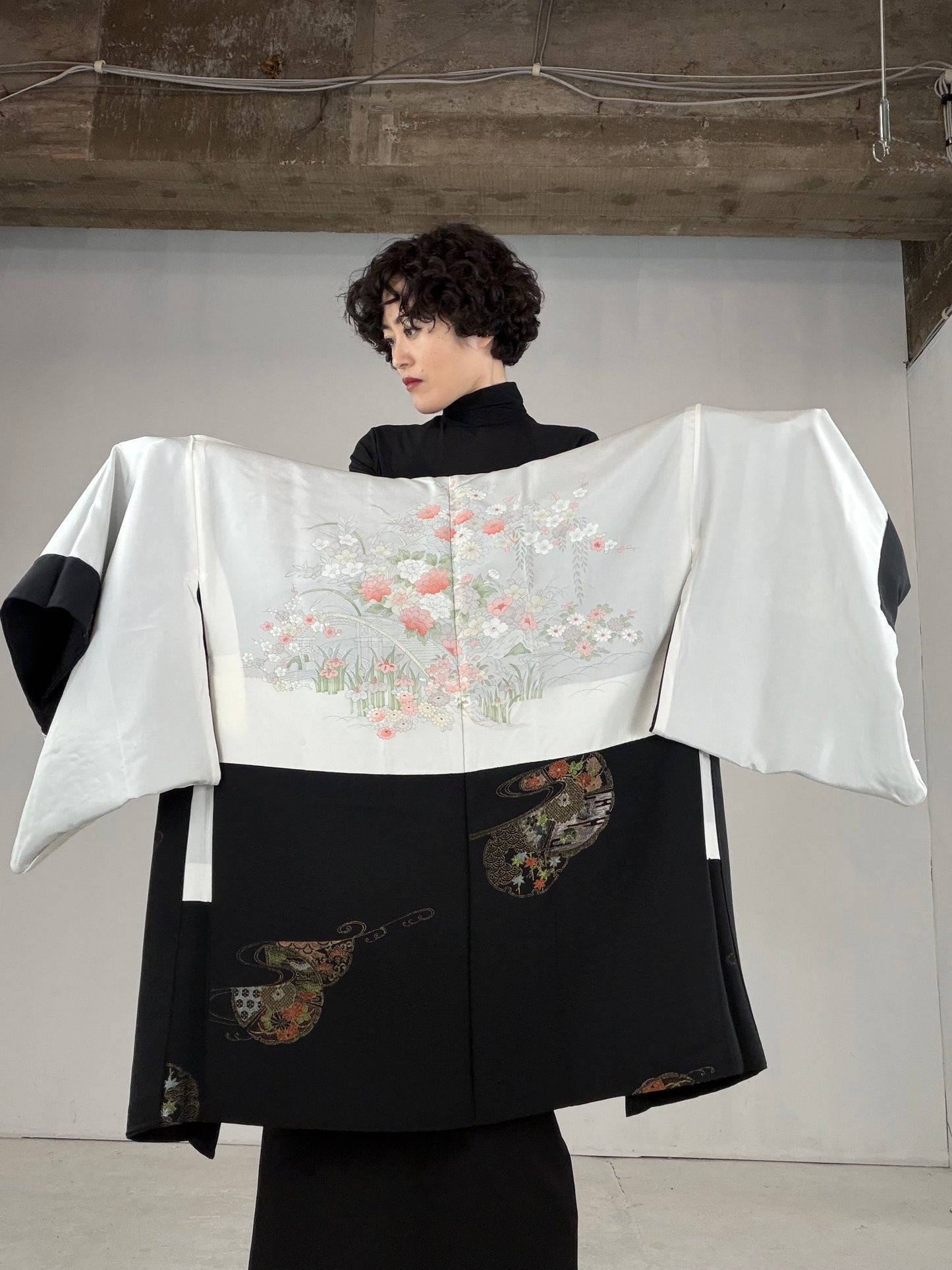 VINTAGE BLACK HAORI  "BLK151"