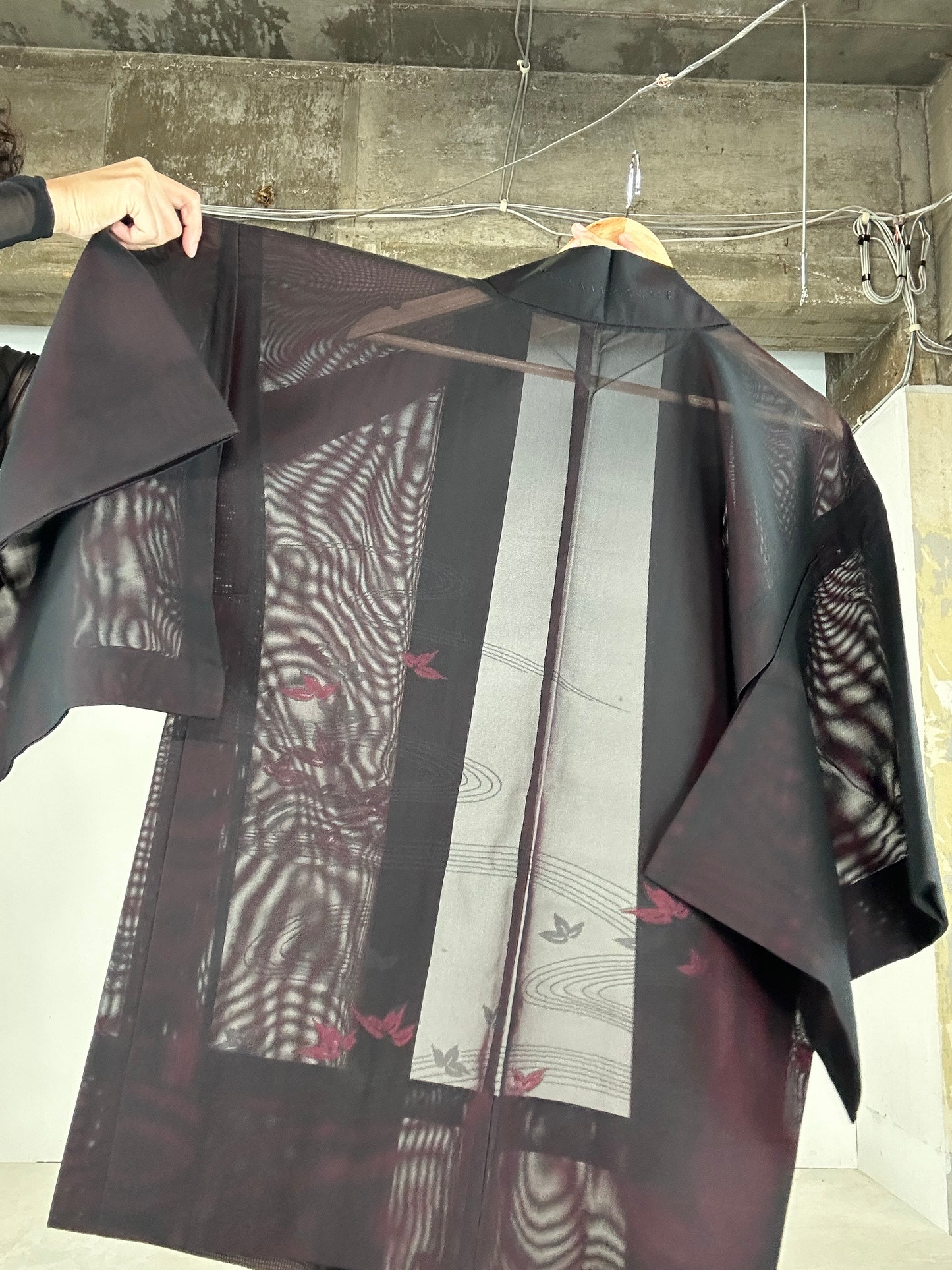 VINTAGE BLACK HAORI SHEER “aka 003 sasa ryusui"