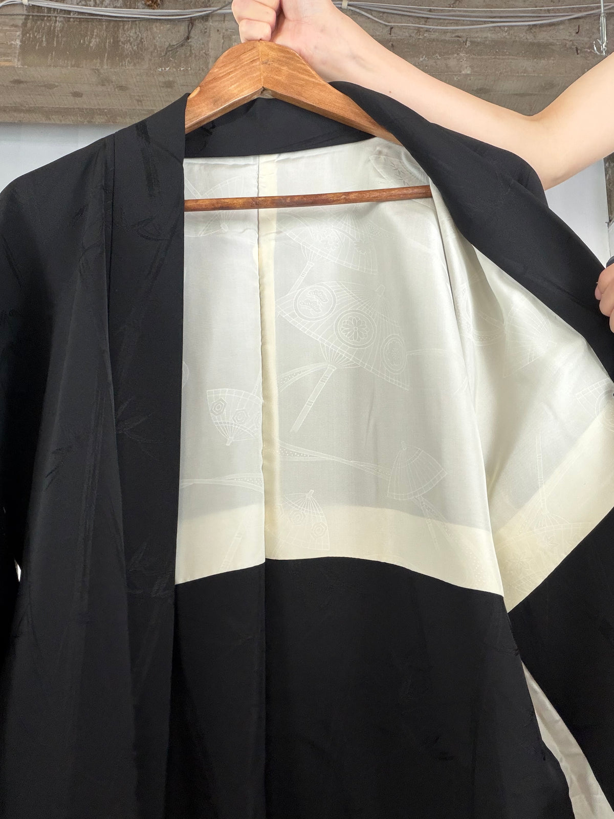 VINTAGE BLACK HAORI  "bamboo - BLK212"
