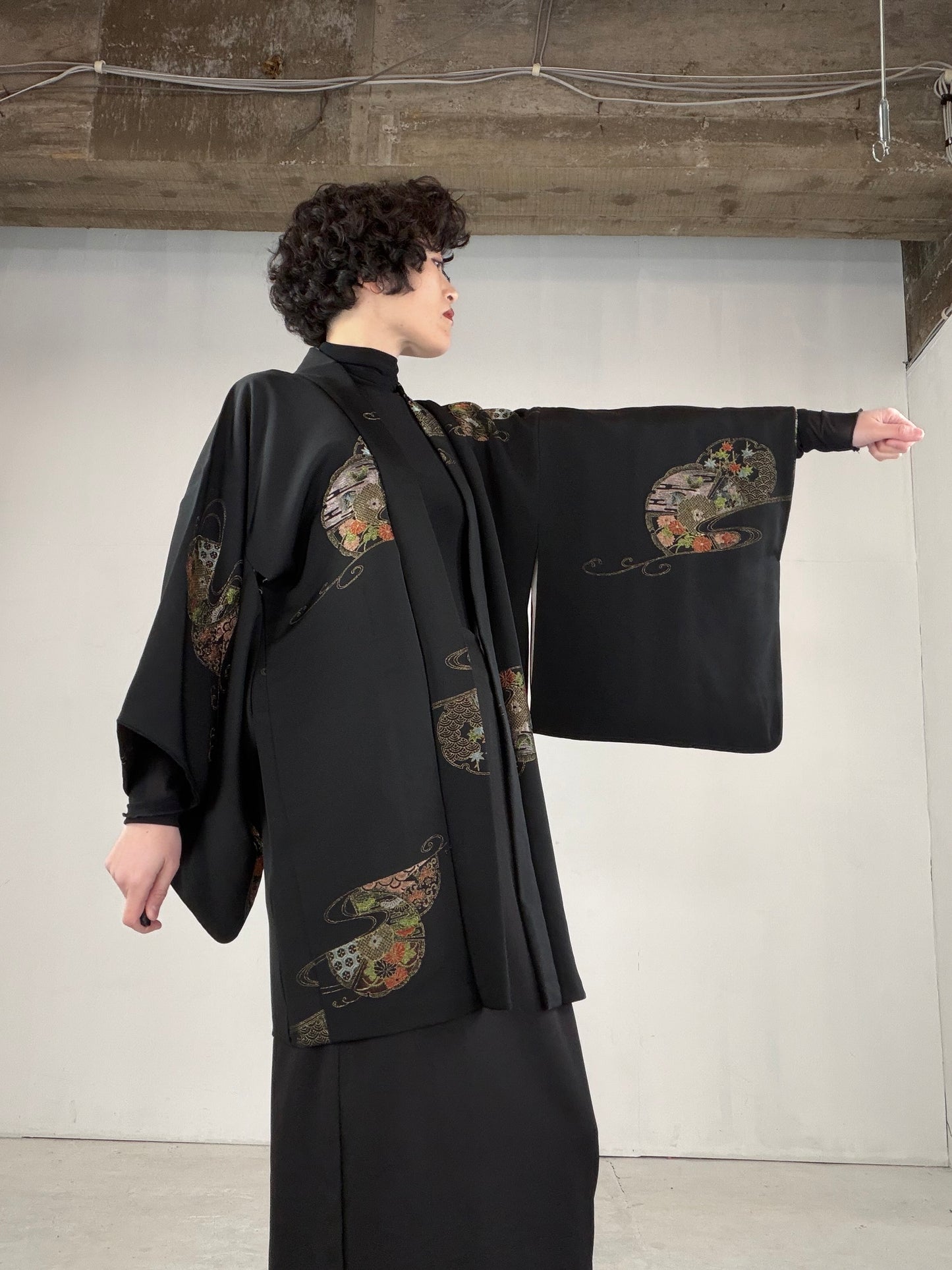 VINTAGE BLACK HAORI  "BLK151"