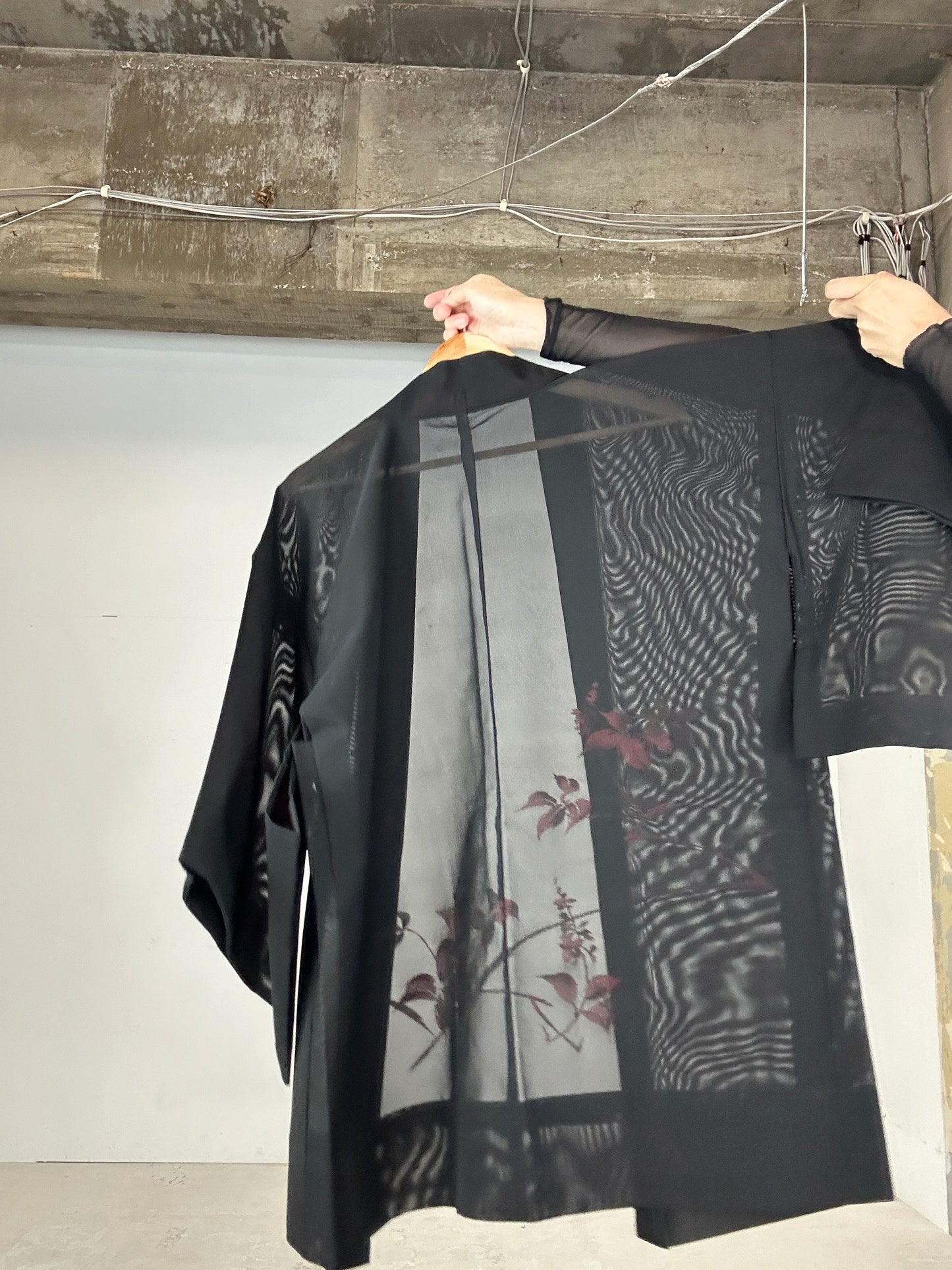 VINTAGE BLACK HAORI SHEER “aka 002 konoha"