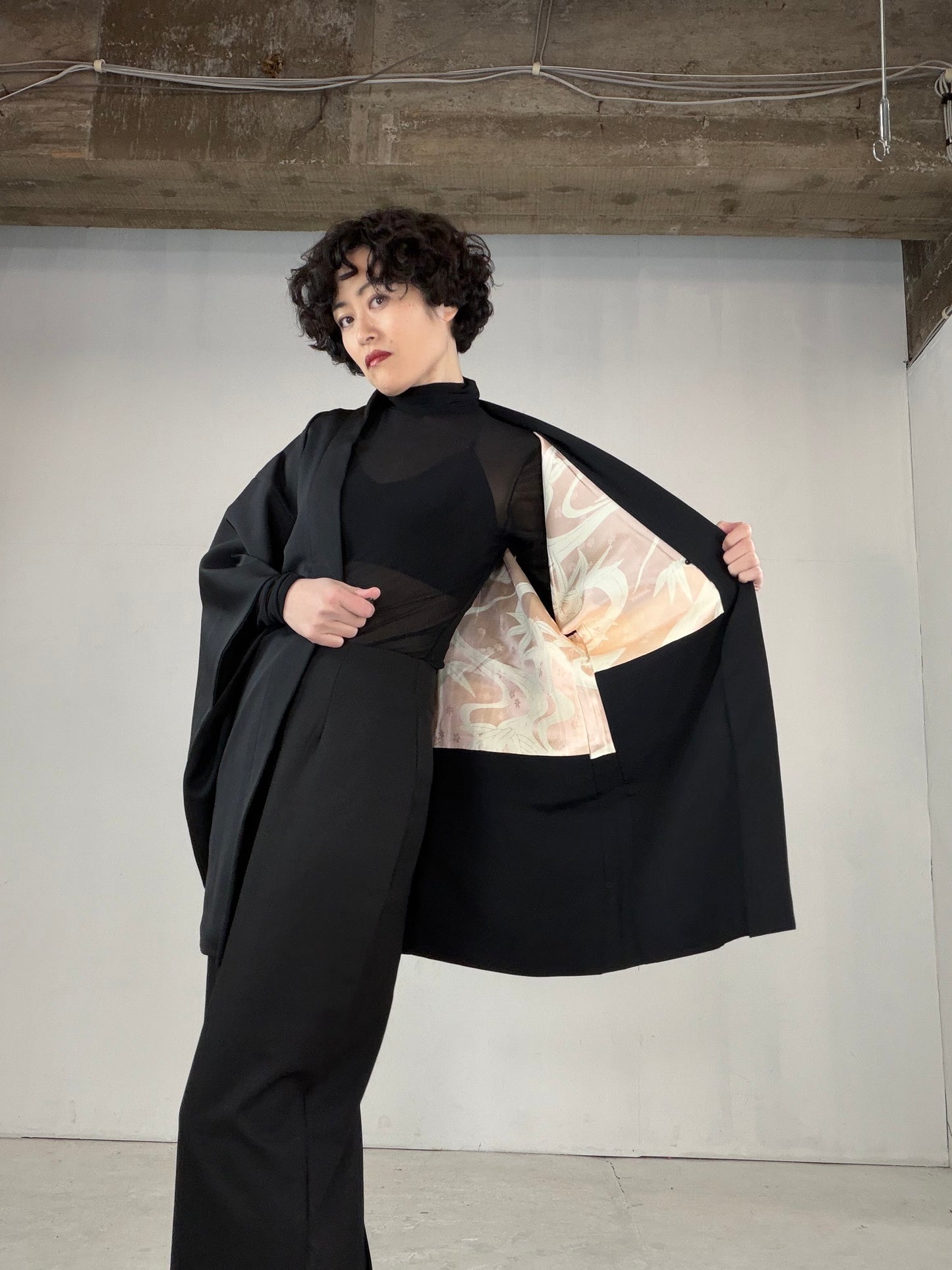 VINTAGE BLACK HAORI  "BLK153"