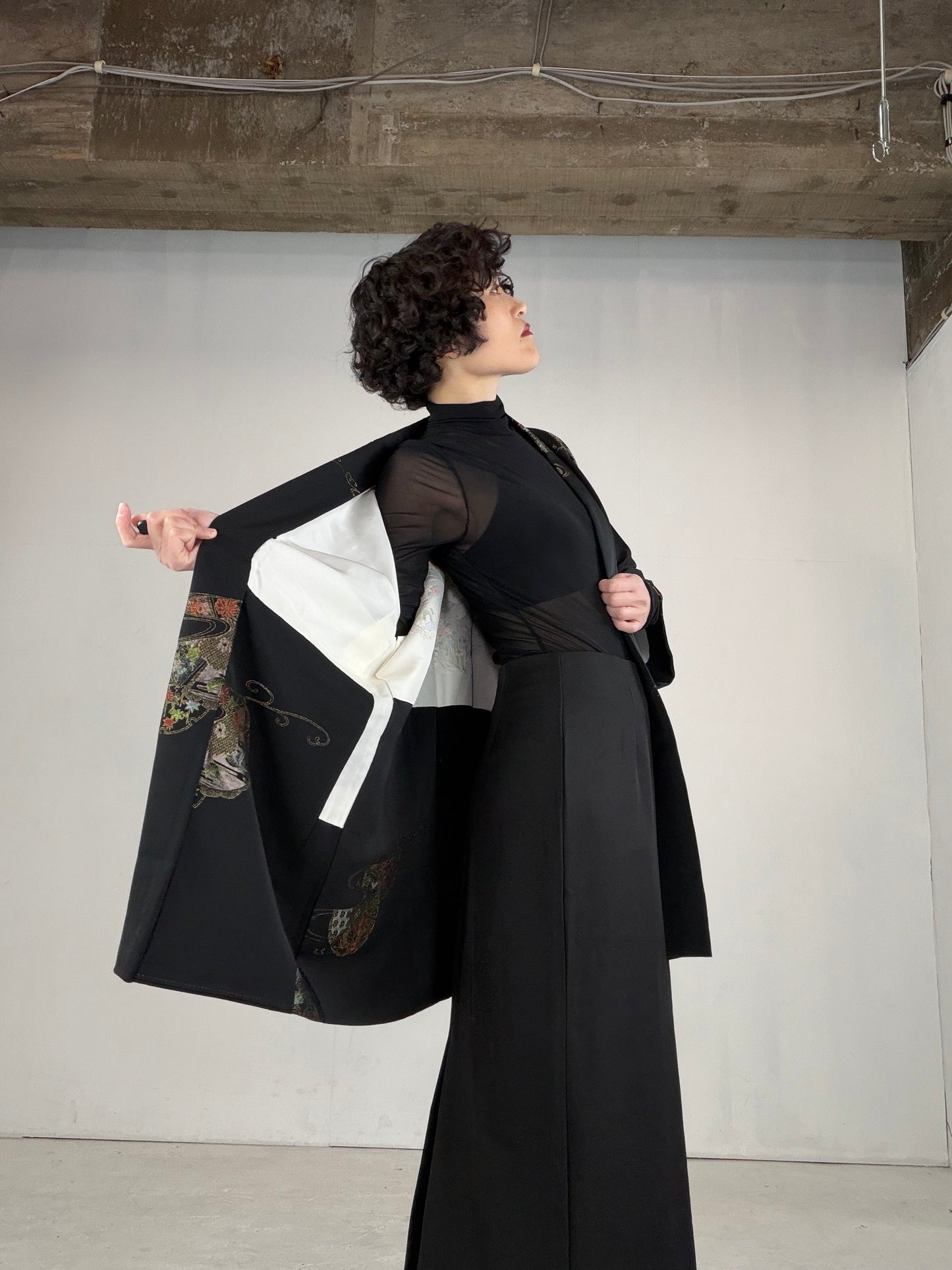 VINTAGE BLACK HAORI  "BLK151"