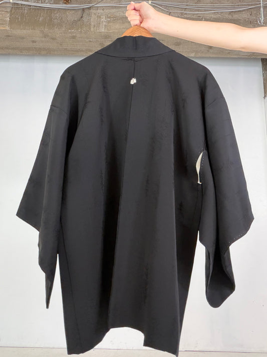 VINTAGE BLACK HAORI  " Wood Motif - BLK211"