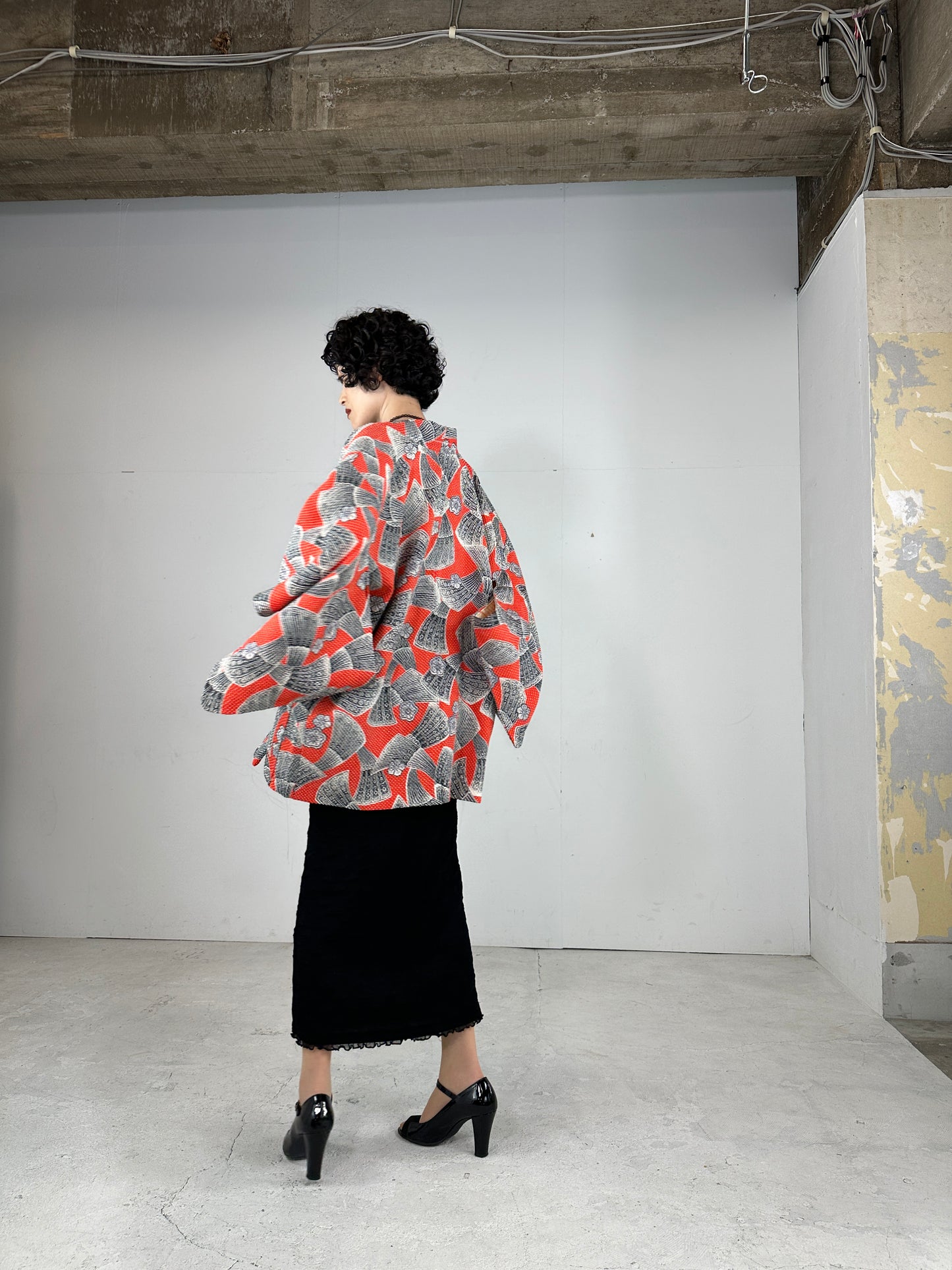 VINTAGE SHIBORI HAORI fujimusume ougi