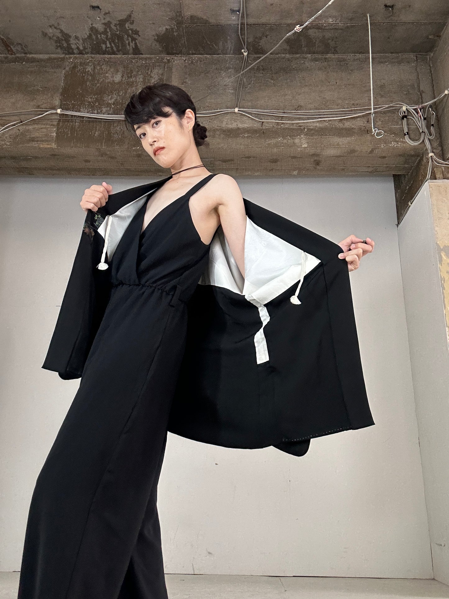 VINTAGE BLACK HAORI "gin no"