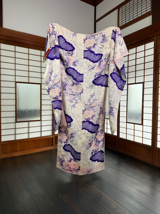 Redefining the Vintage Furisode Collection "white, purple"
