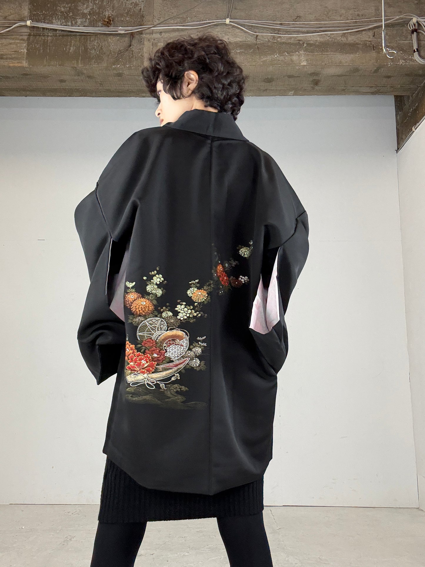 VINTAGE BLACK HAORI "kingin"