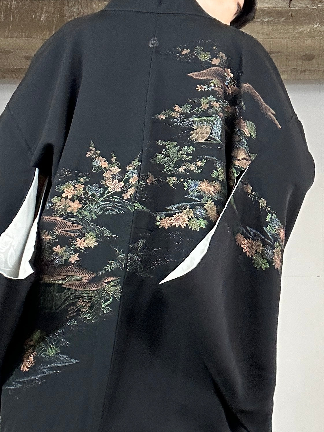 VINTAGE BLACK HAORI "gin no"