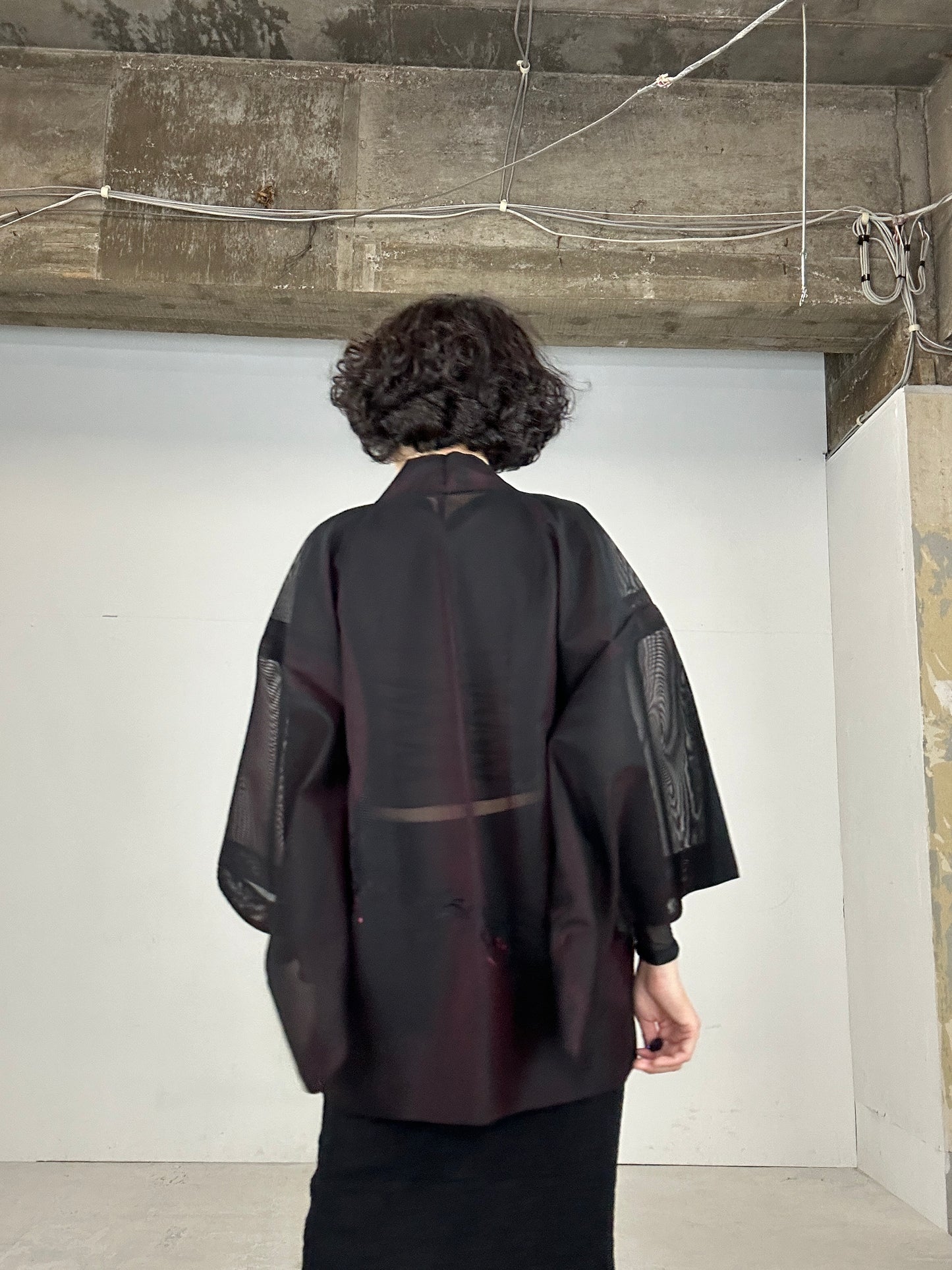 VINTAGE BLACK HAORI SHEER “aka konomi ha"